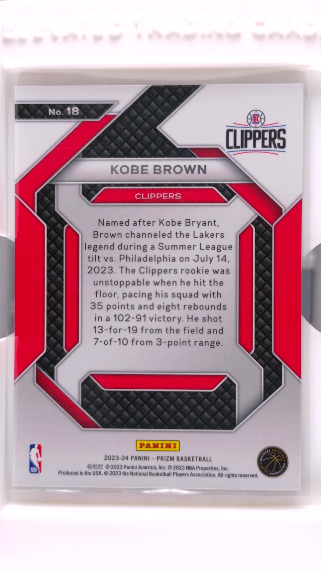 #18 Kobe Brown Rookie Emergent - back