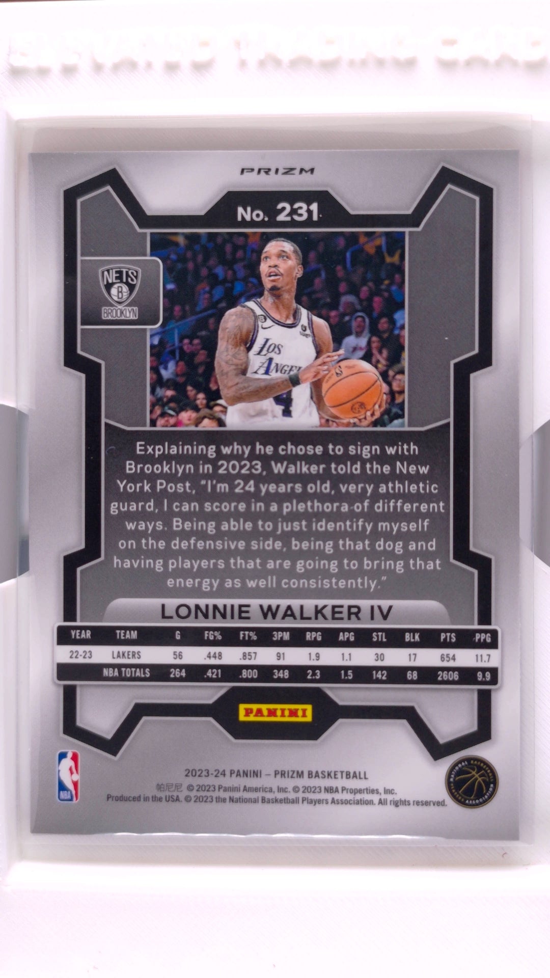 #231 Lonnie Walker IV Red, White And Blue Prizm - back