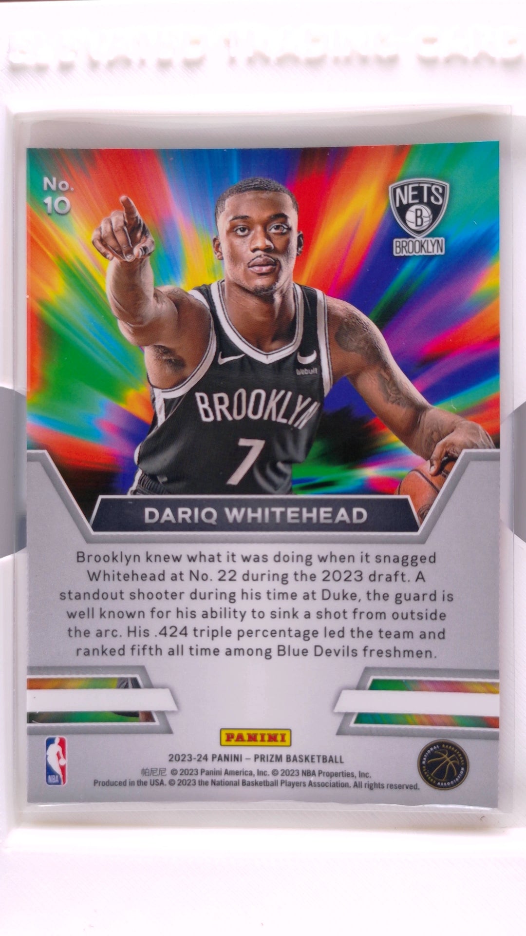 #10 Dariq Whitehead Rookie Instant Impact - back