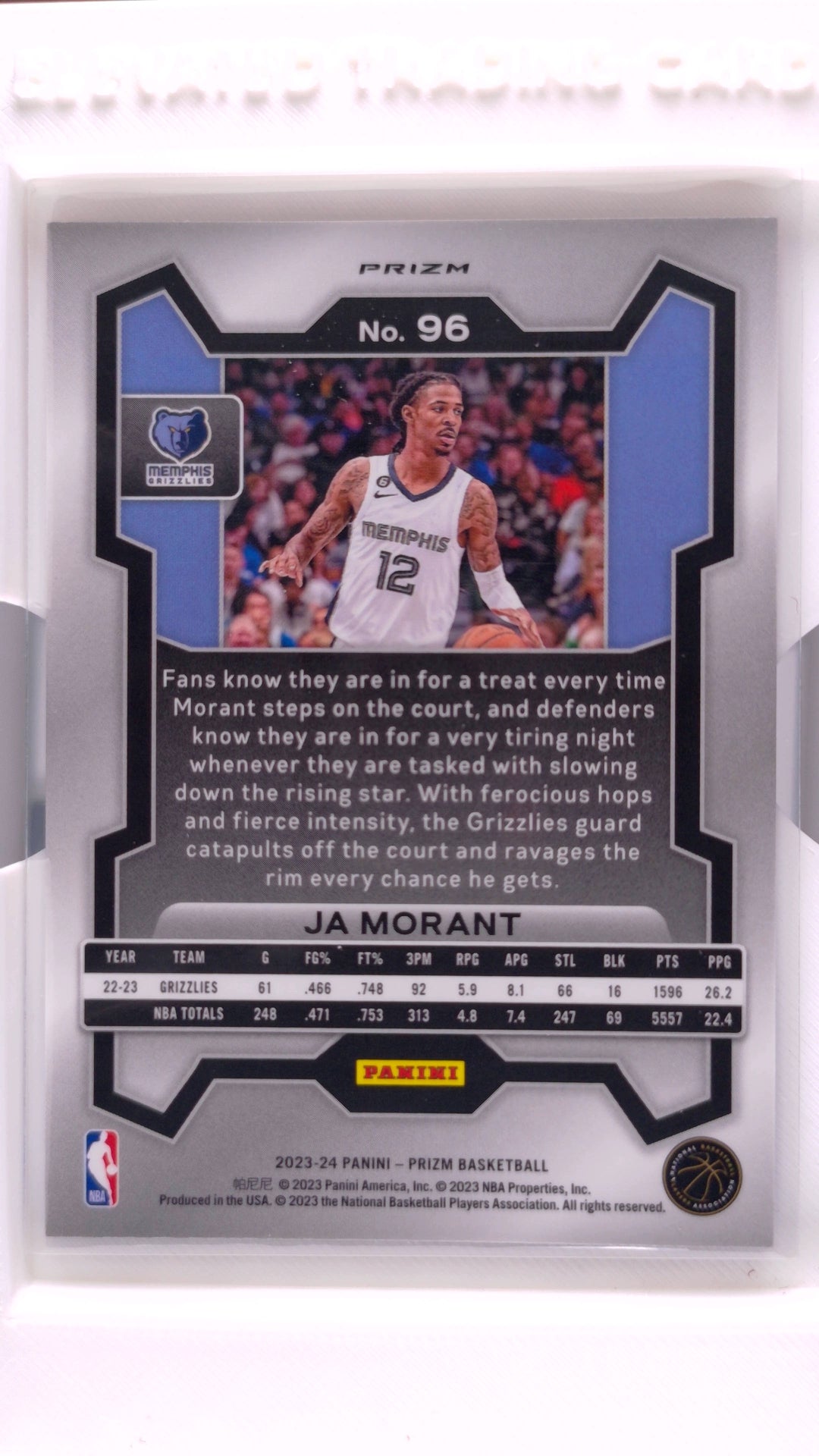 #96 Ja Morant Red, White And Blue Prizm - back