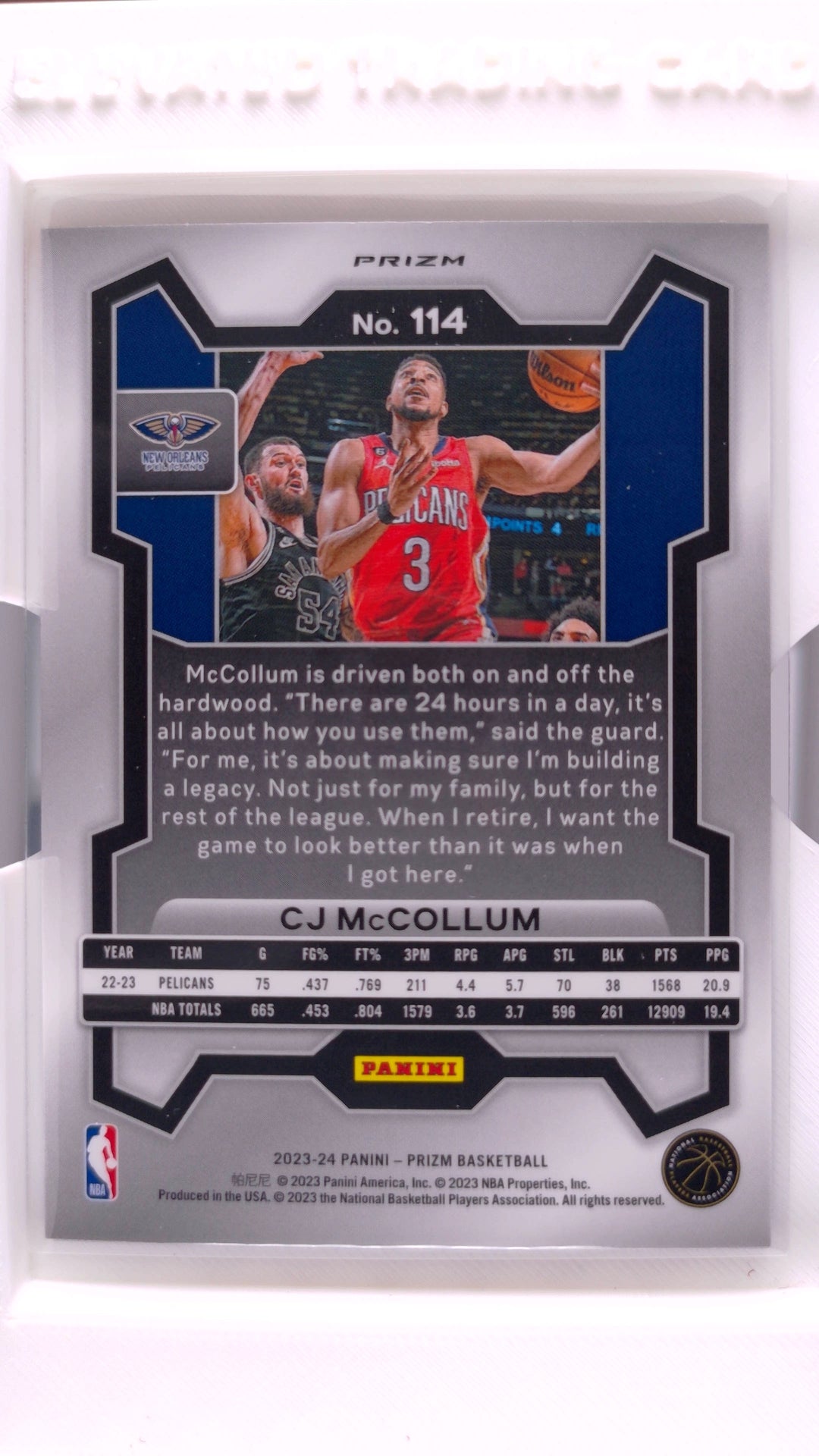 #114 CJ McCollum Red, White And Blue Prizm - back