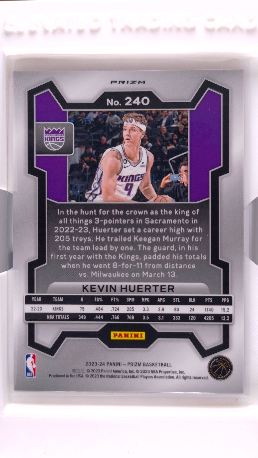 #240 Kevin Huerter Red, White And Blue Prizm - back