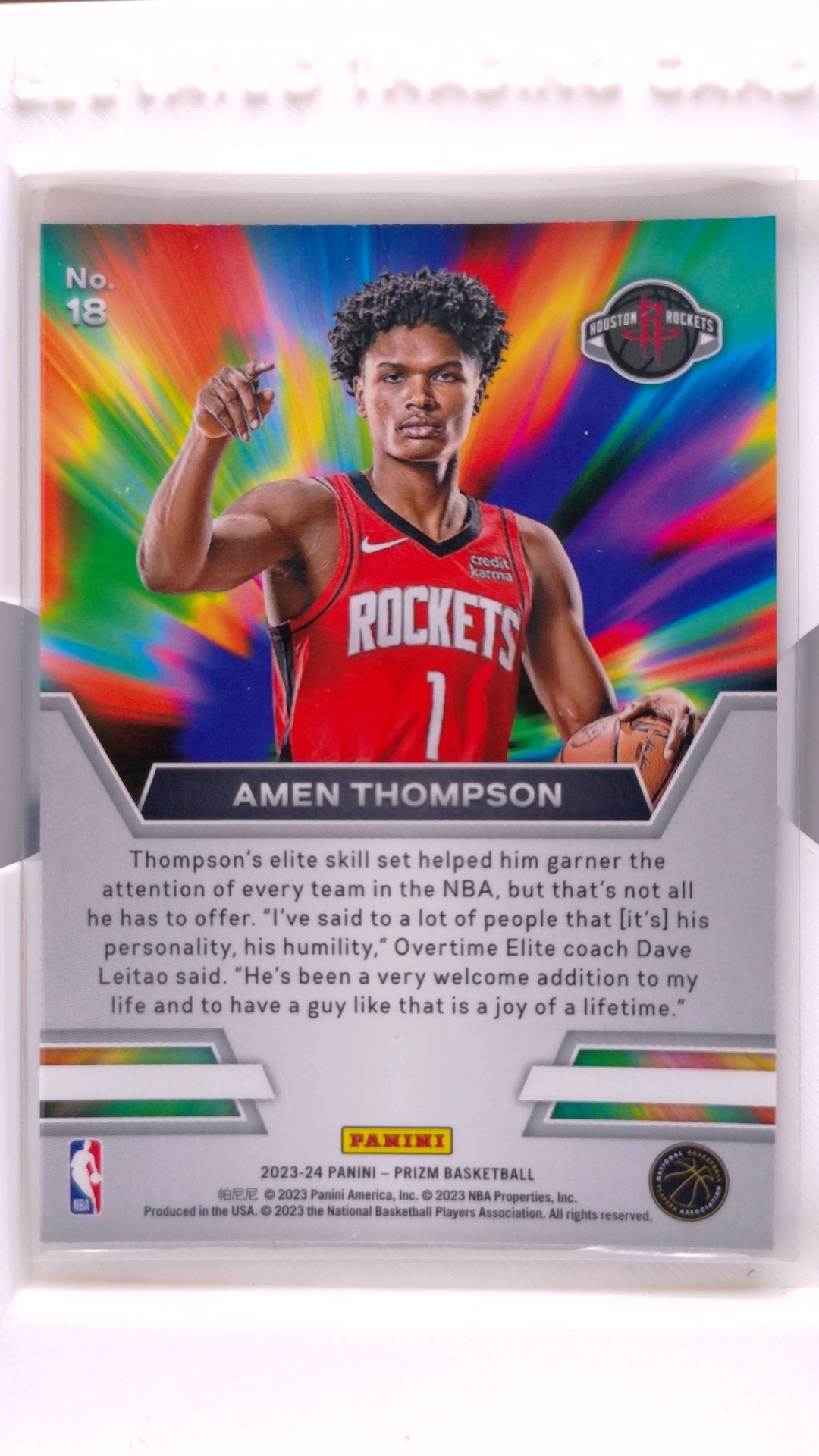 #18 Amen Thompson Rookie Instant Impact - back