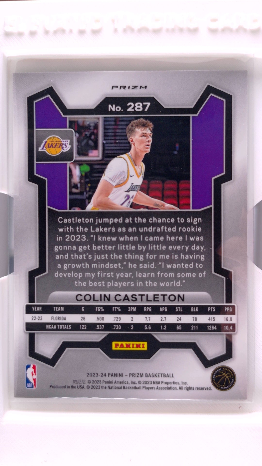 #287 Colin Castleton Rookie Green Prizm - back