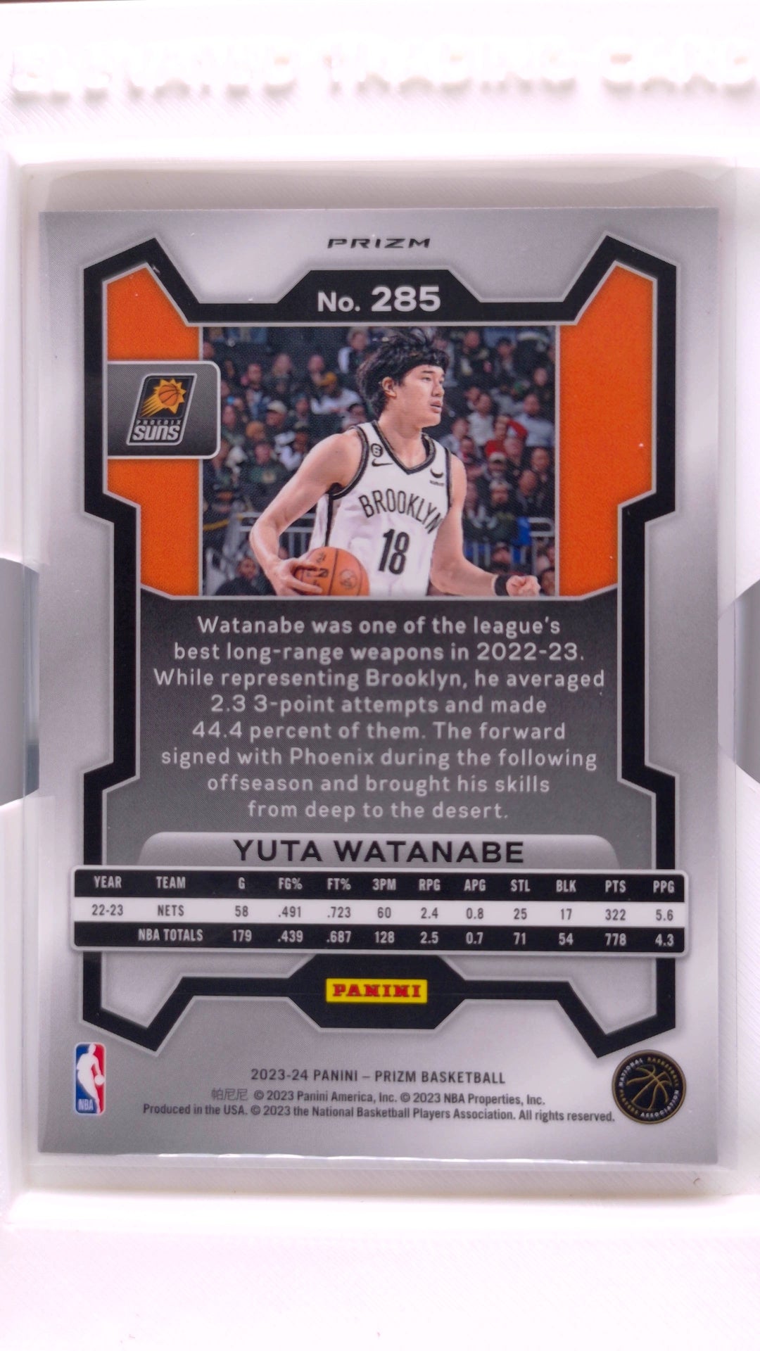 #285 Yuta Watanabe Red, White And Blue Prizm - back