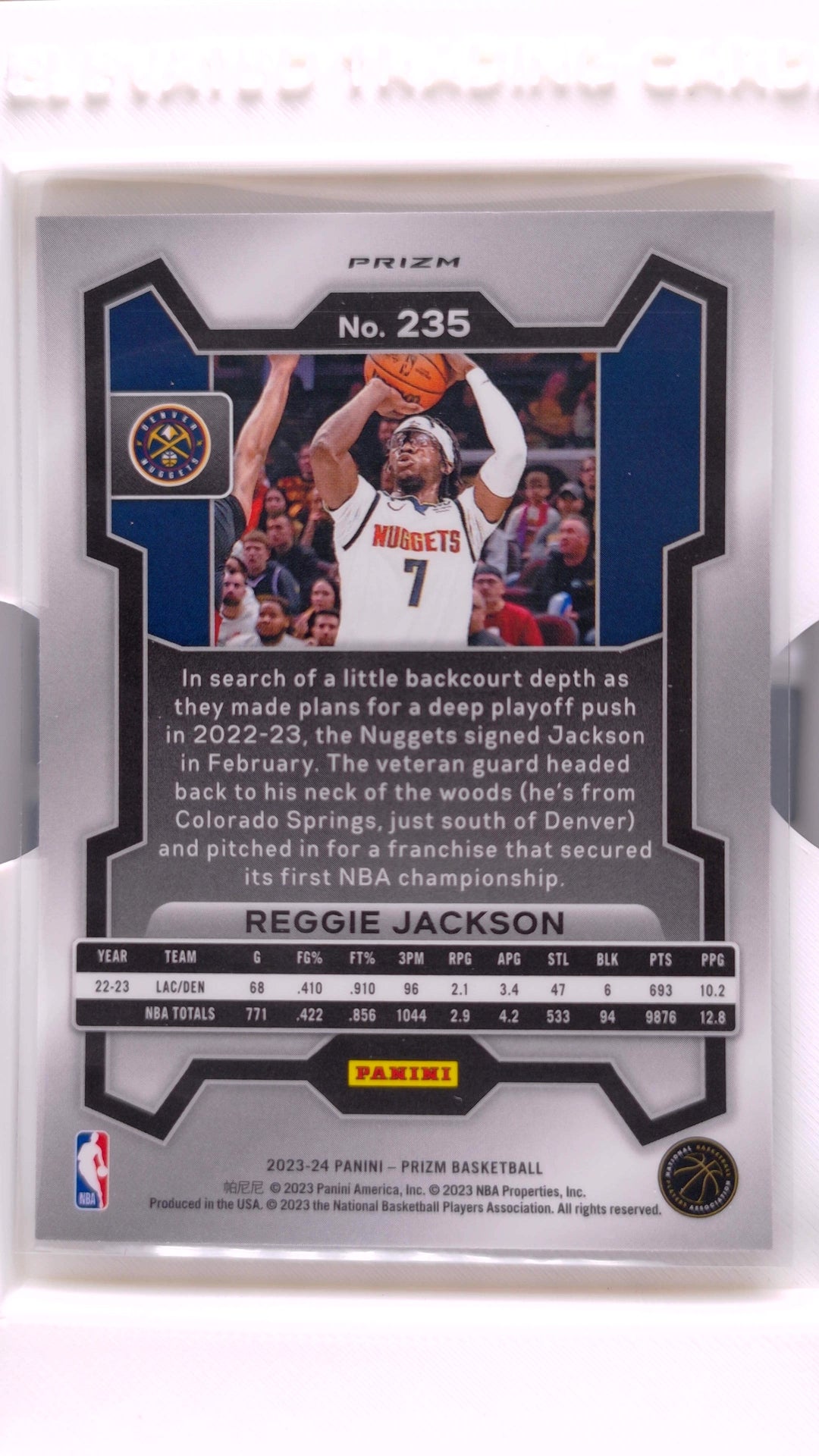 #235 Reggie Jackson Silver Prizm - back