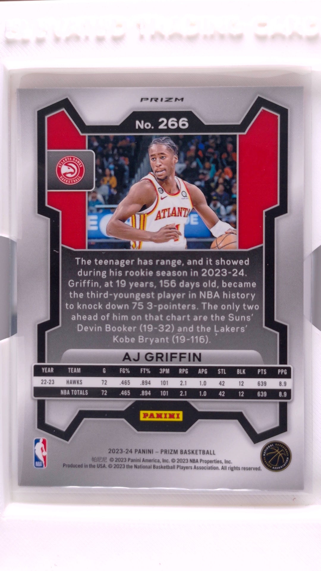 #266 AJ Griffin Red, White And Blue Prizm - back