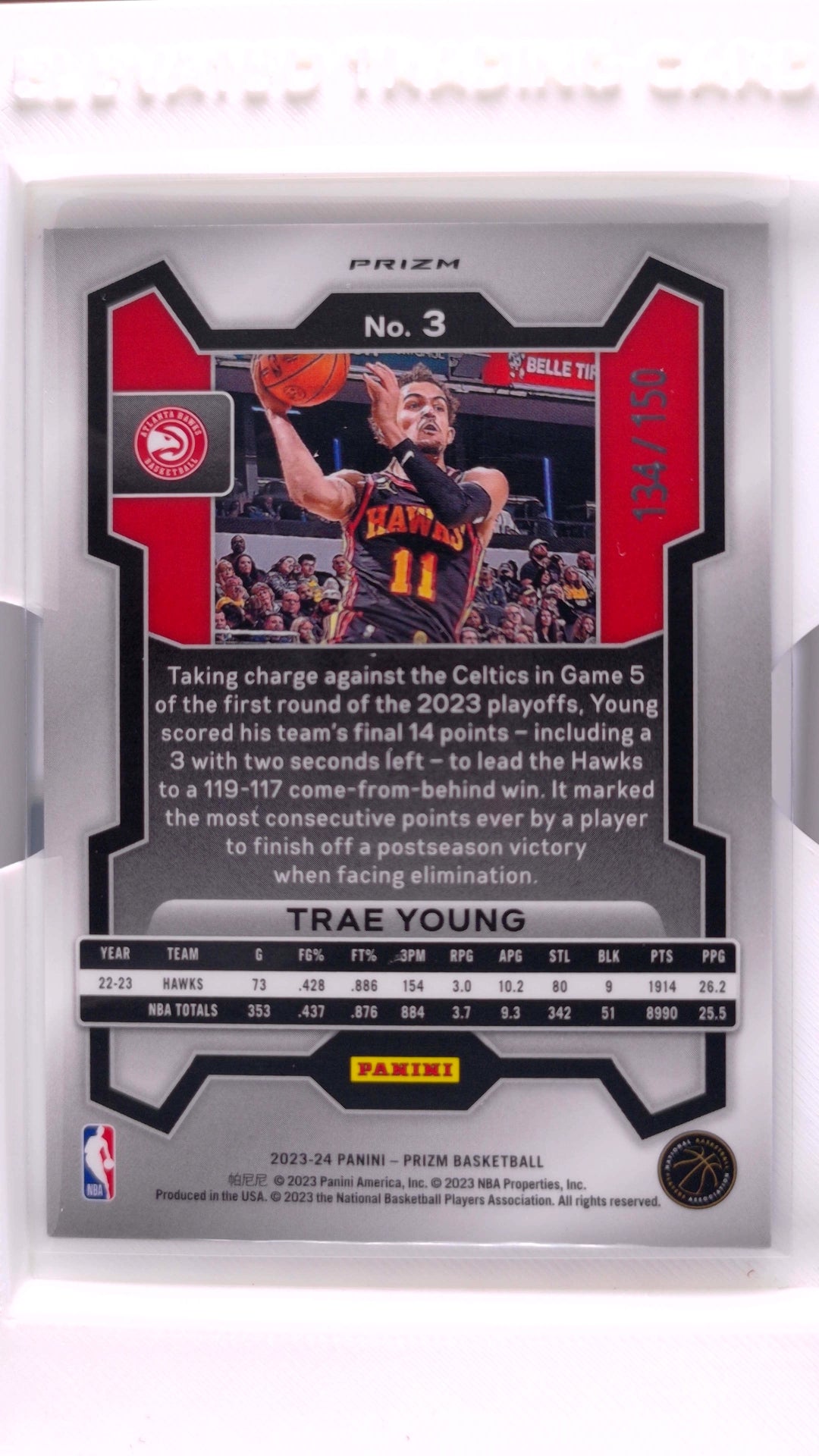 #3 Trae Young Blue Fast Break Prizm #134/150 - back