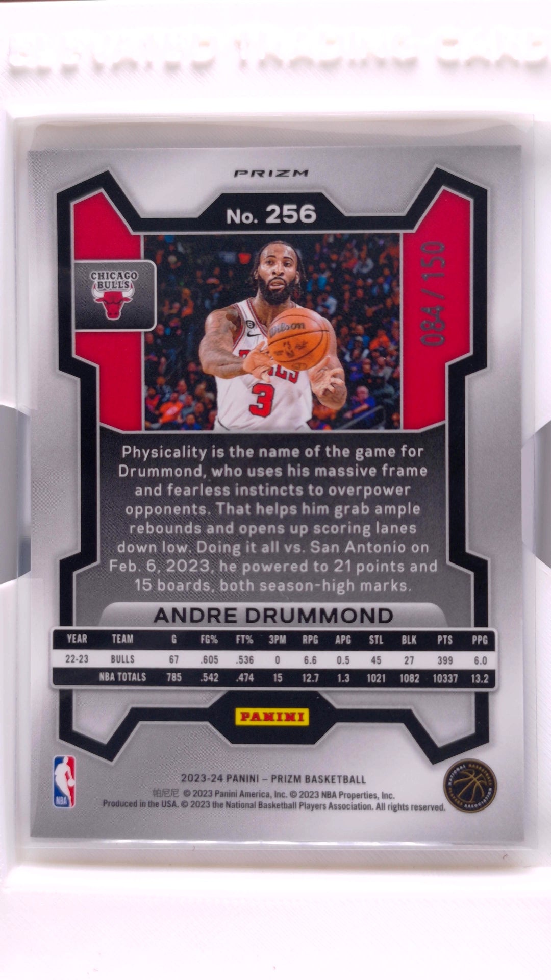 #256 Andre Drummond Blue Fast Break Prizm #84/150 - back