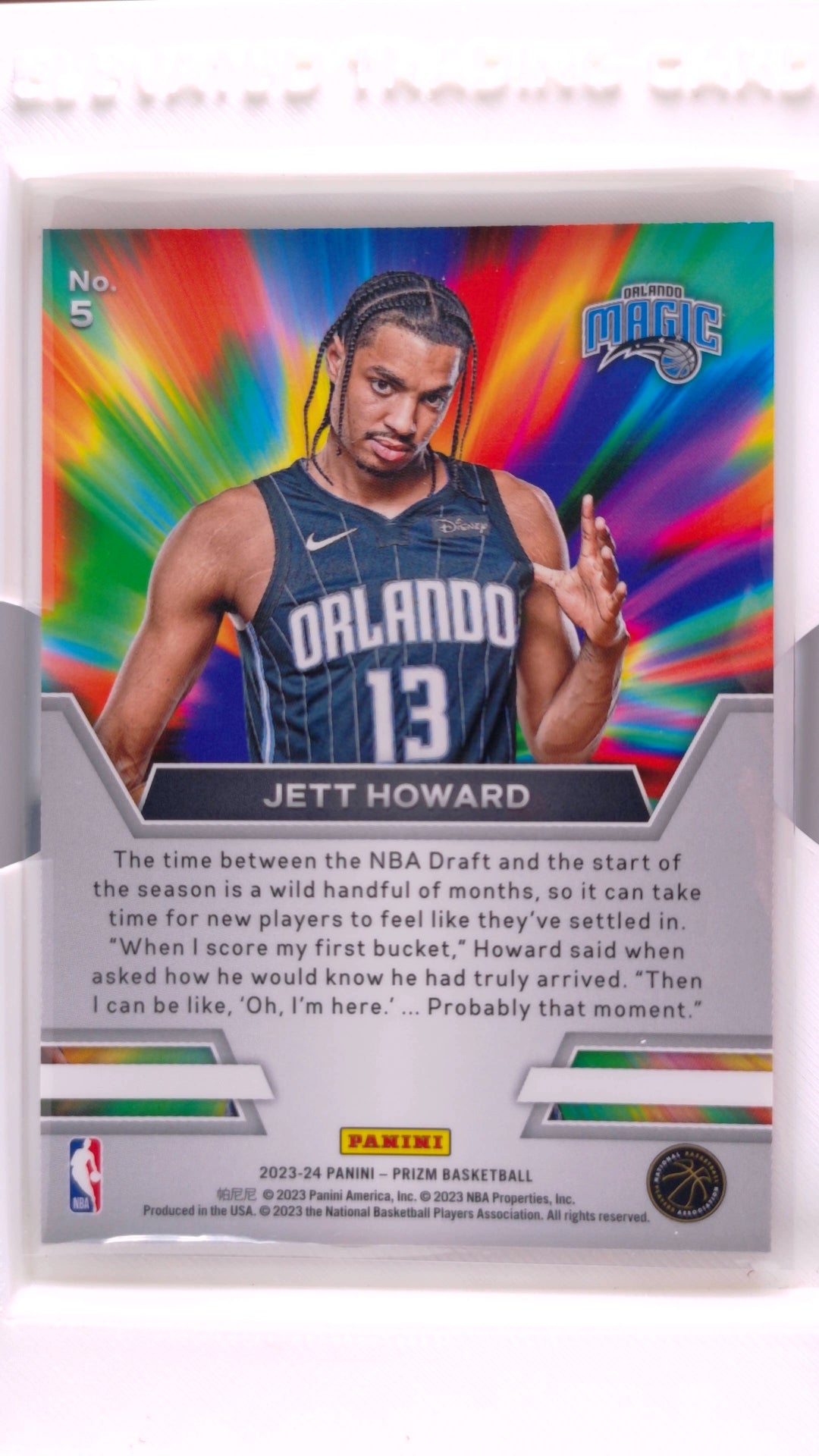 #5 Jett Howard Rookie Instant Impact - back