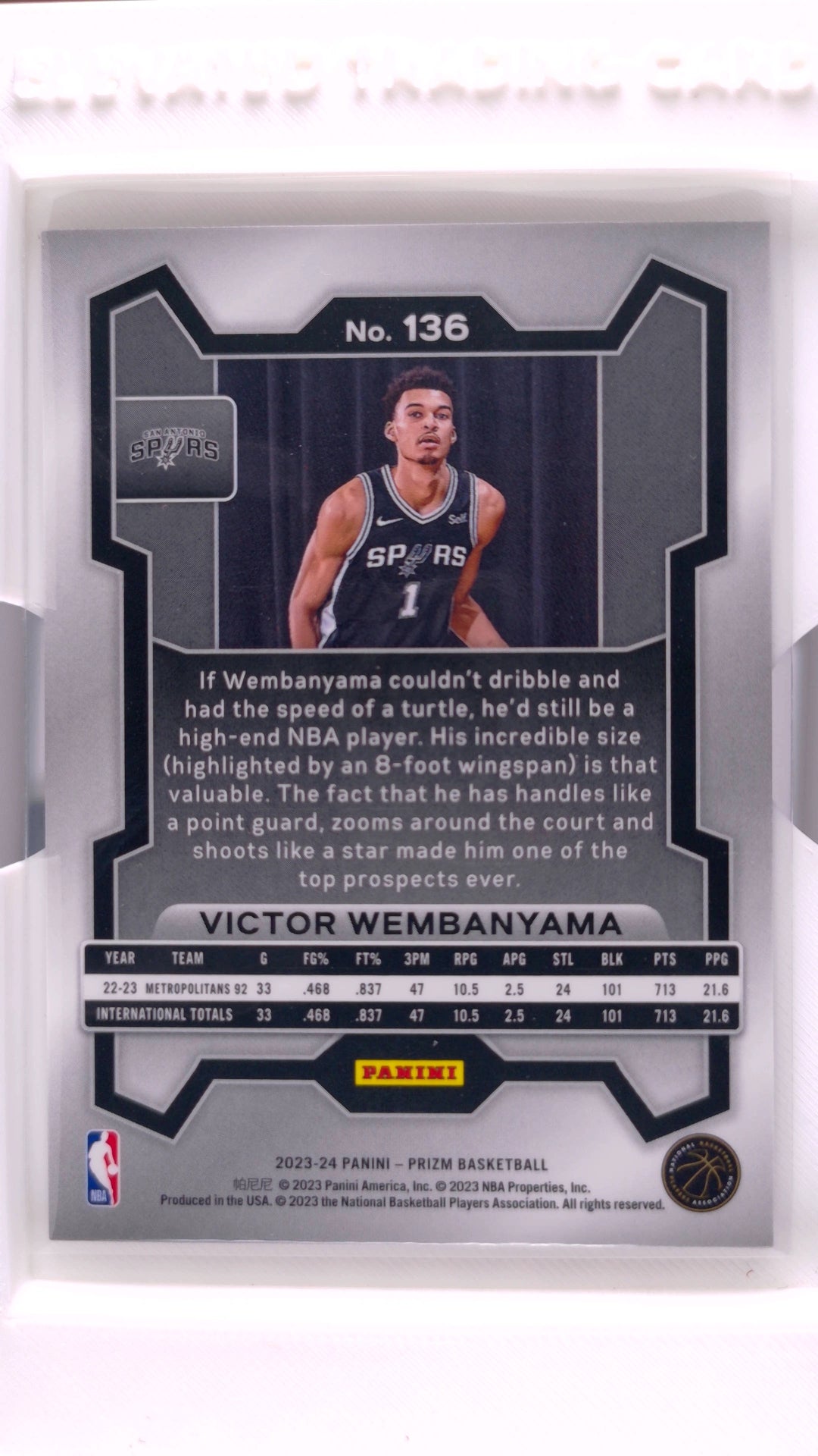 #136 Victor Wembanyama Rookie - back