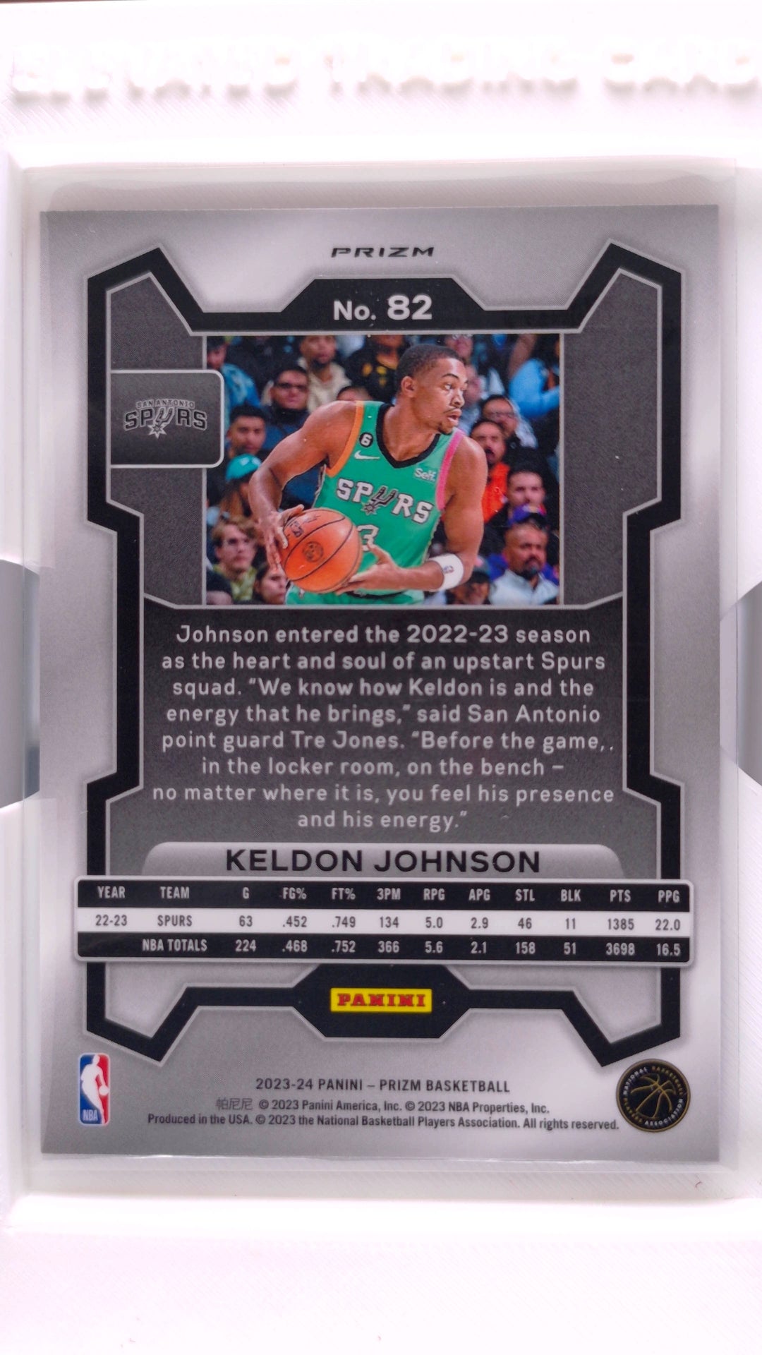 #82 Keldon Johnson Red, White And Blue Prizm - back