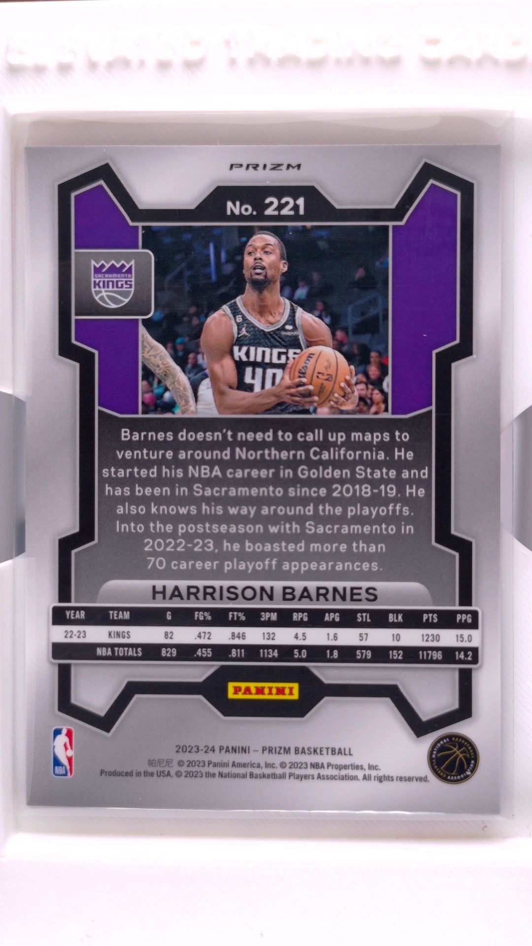 #221 Harrison Barnes Red, White And Blue Prizm - back
