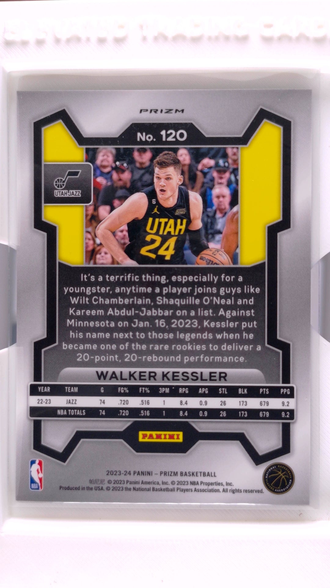 #120 Walker Kessler Green Prizm - back