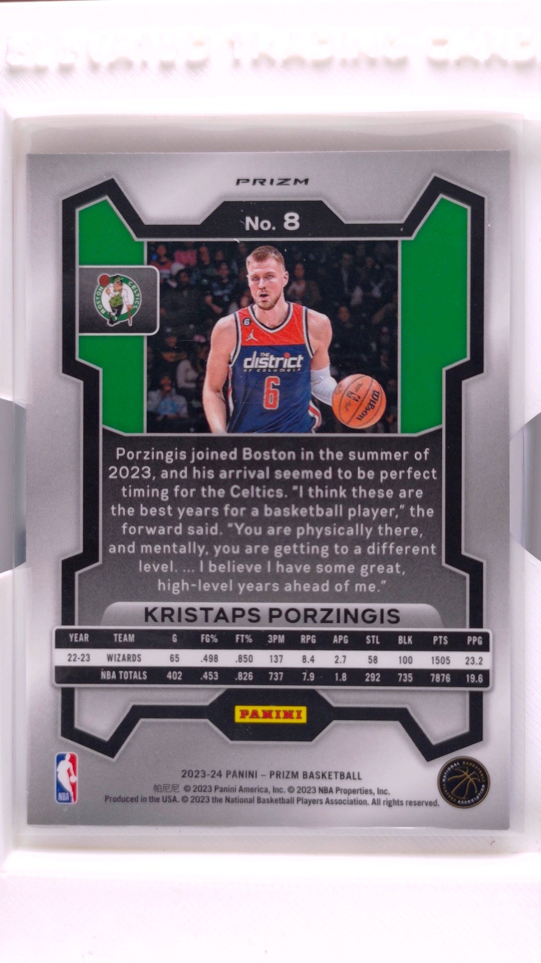 #8 Kristaps Porzingis Red, White And Blue Prizm - back