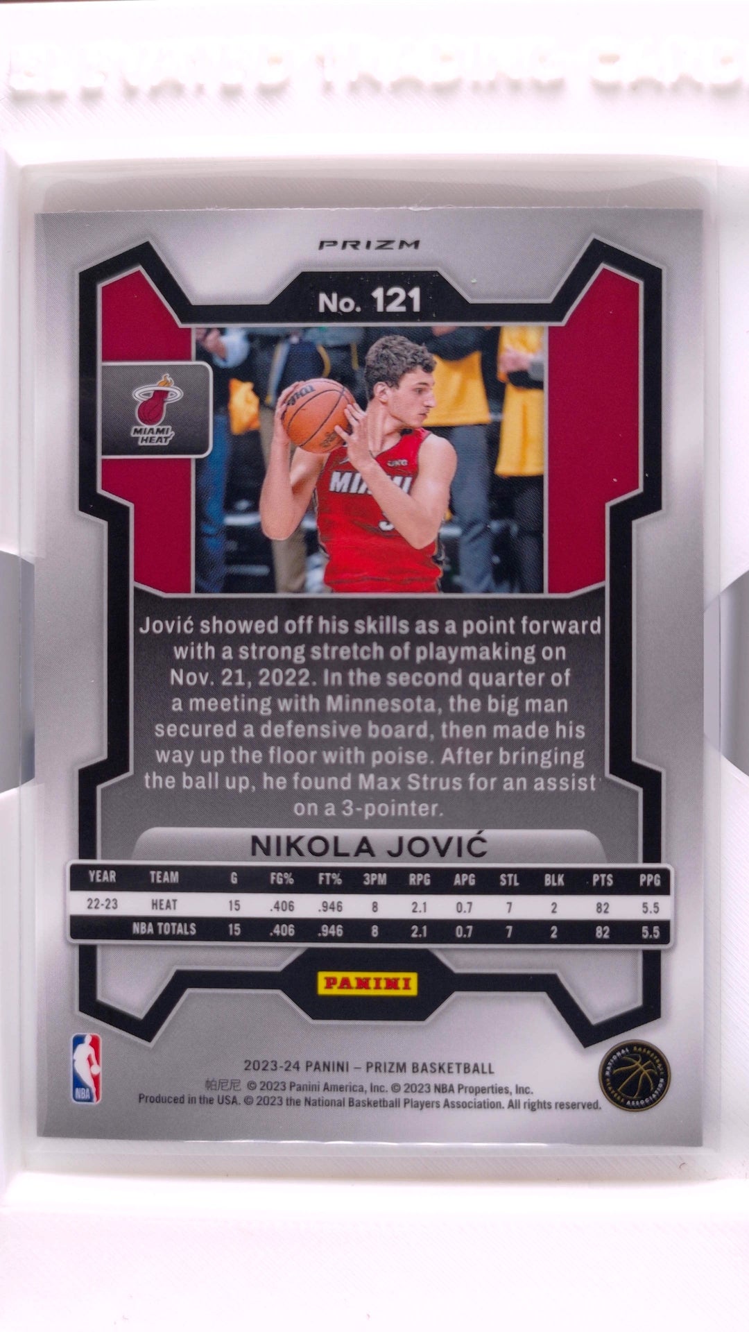 #121 Nikola Jovic Red, White And Blue Prizm - back