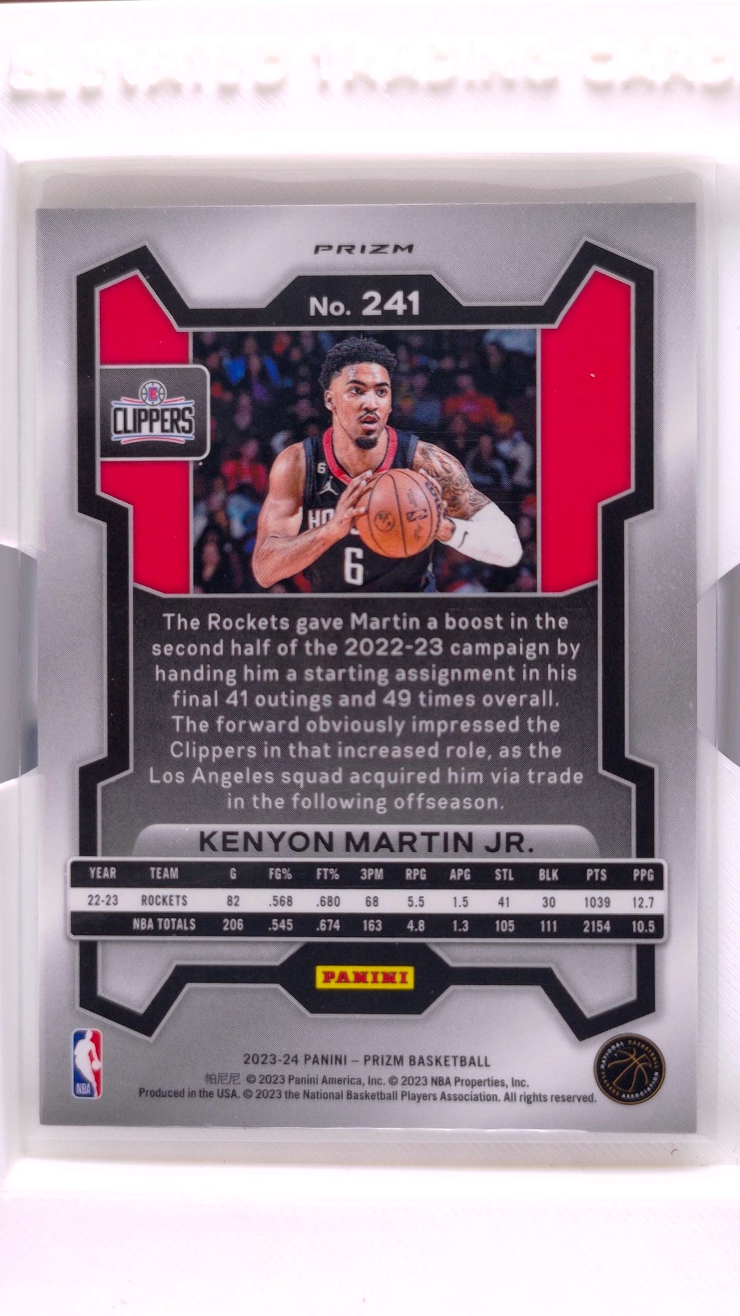 #241 Kenyon Martin Jr. Silver Prizm - back