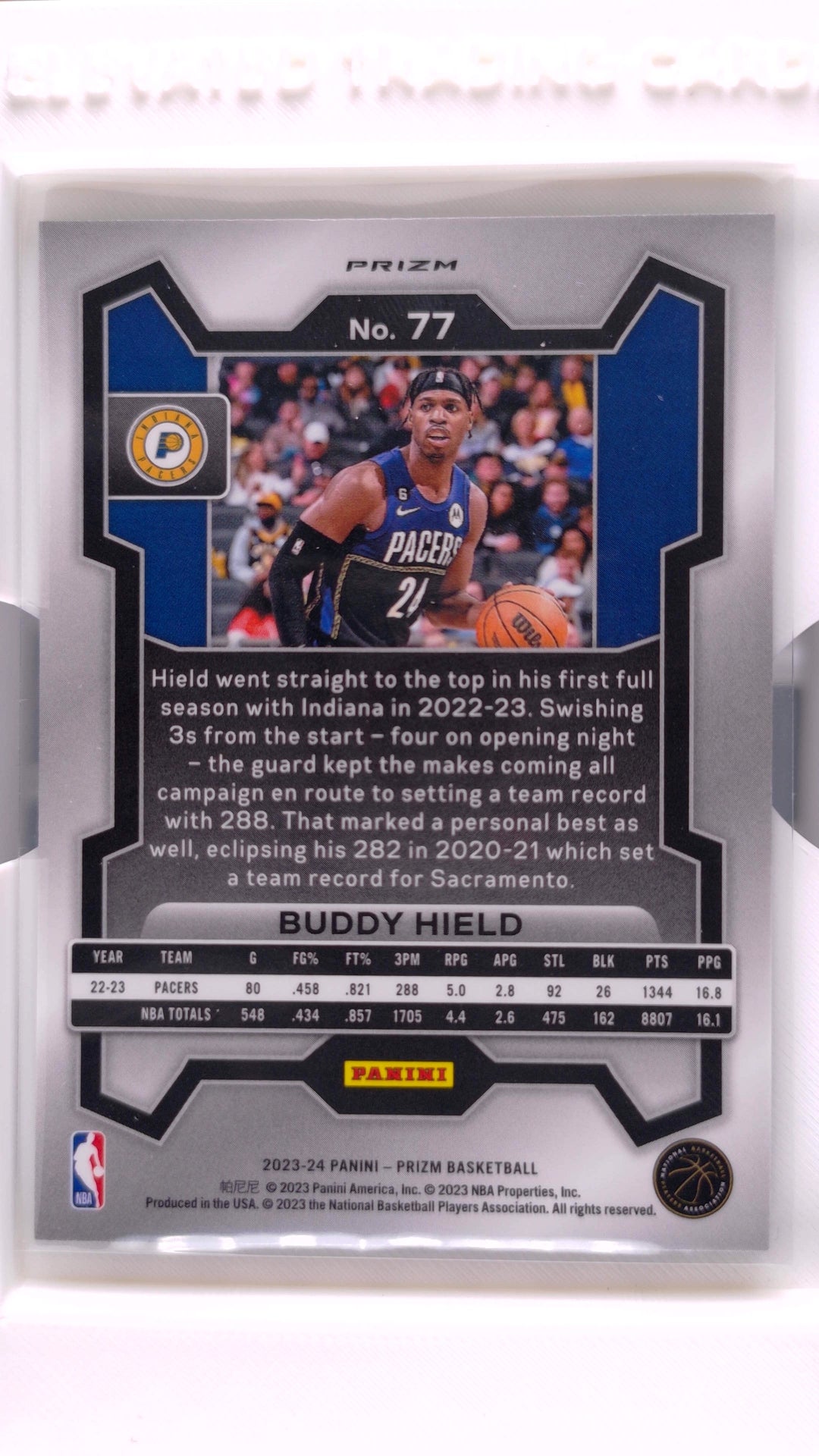 #77 Buddy Hield Green Ice Prizm - back