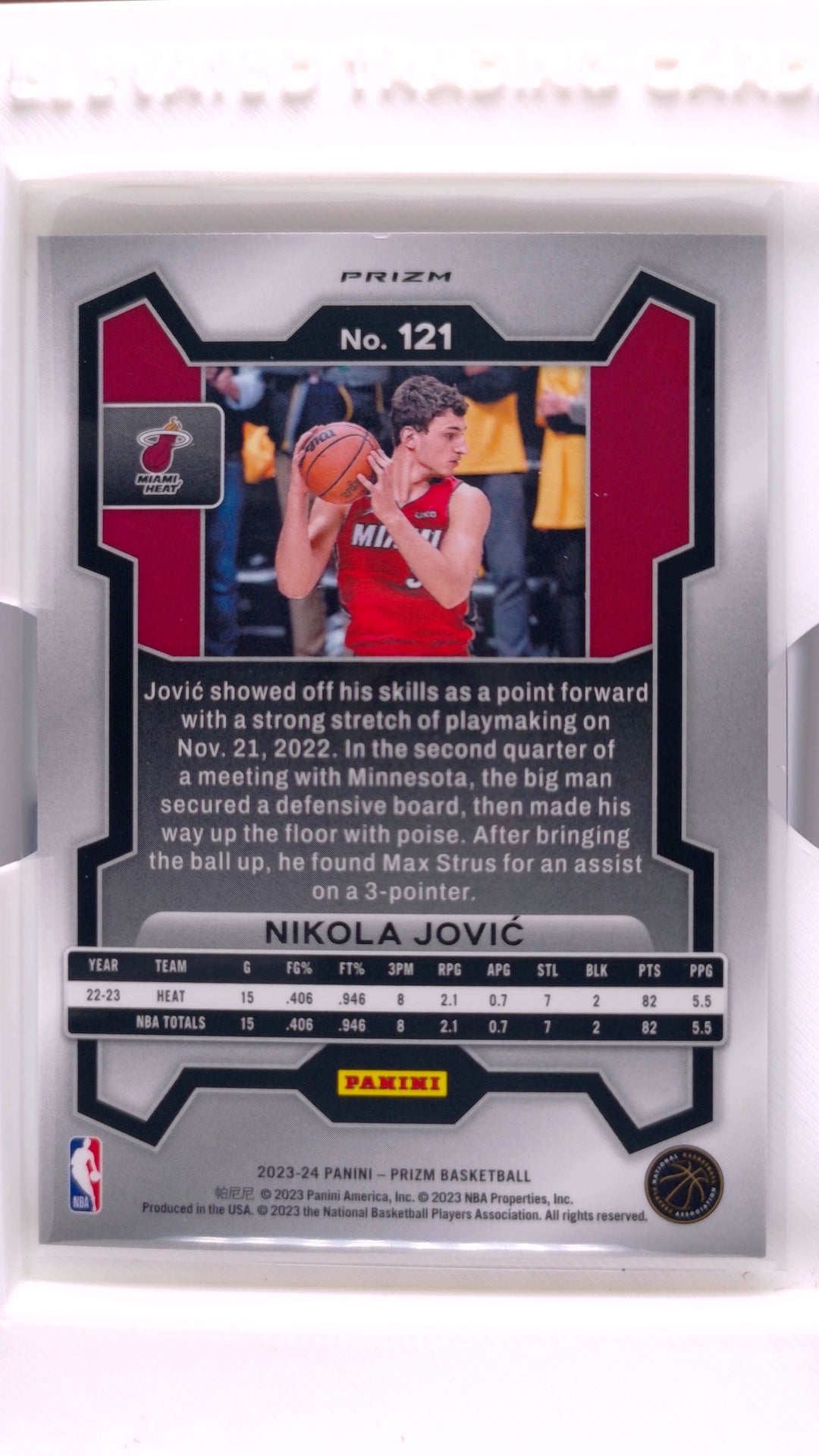 #121 Nikola Jovic Fast Break Prizm - back