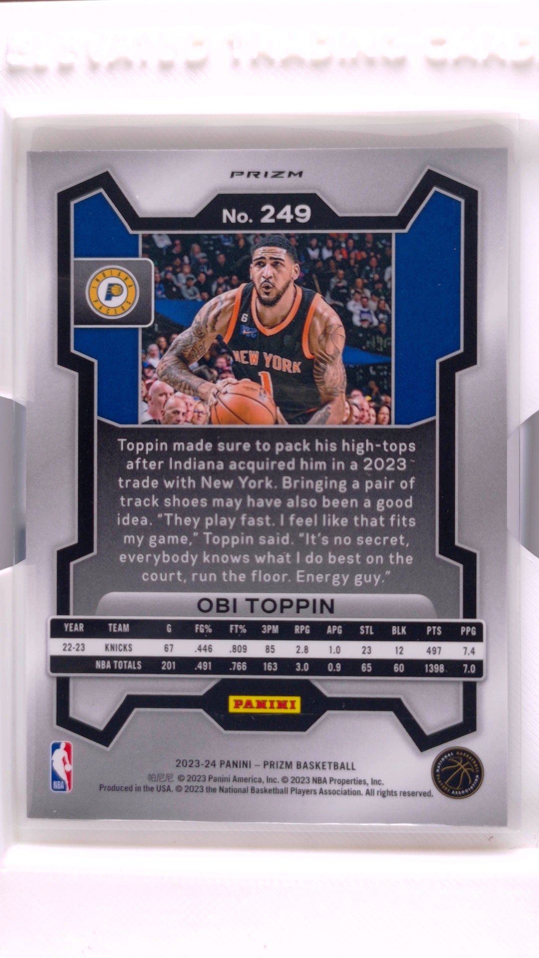 #249 Obi Toppin Hyper Prizm - back