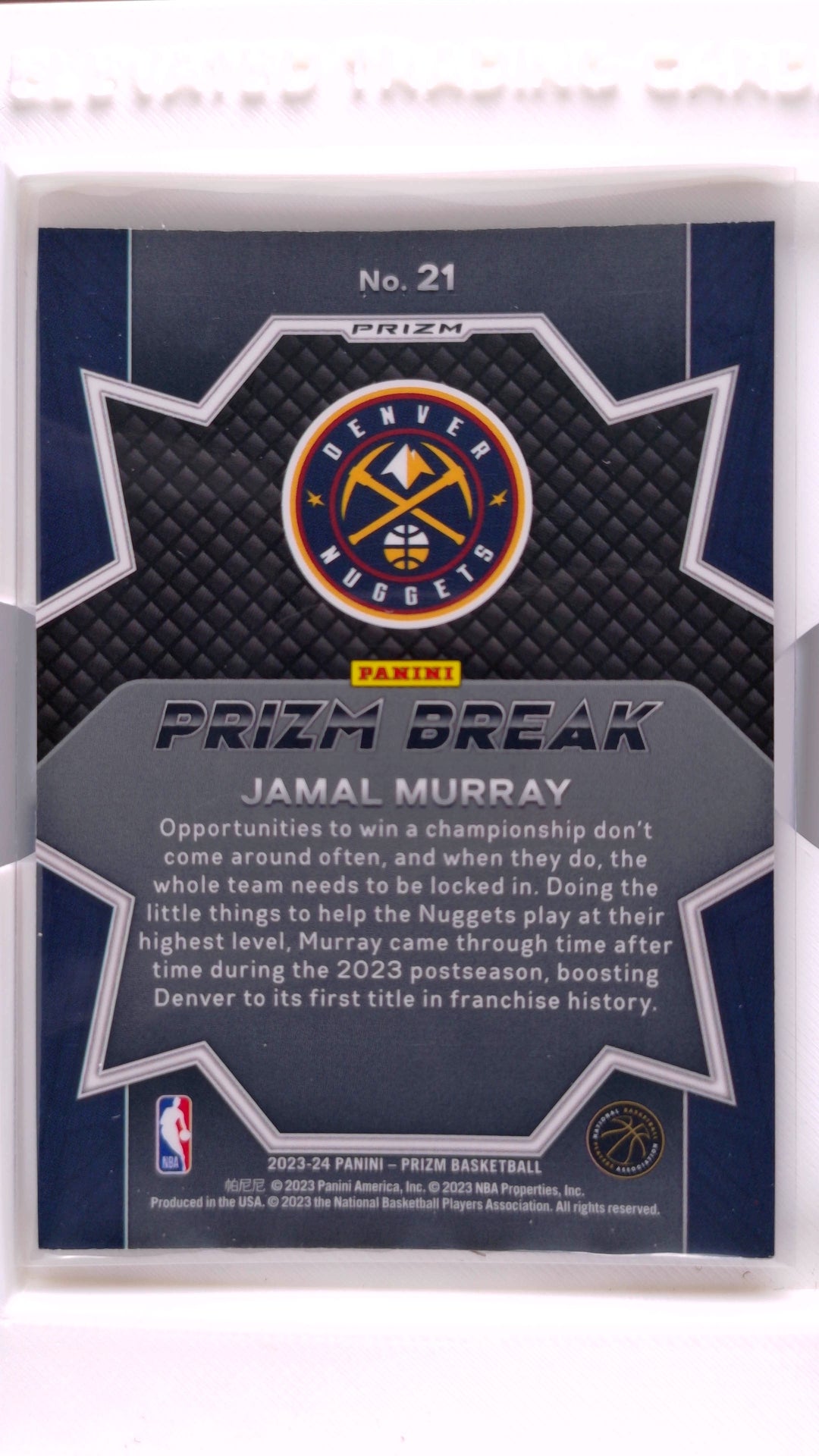 #21 Jamal Murray Prizm Break Silver Prizm - back