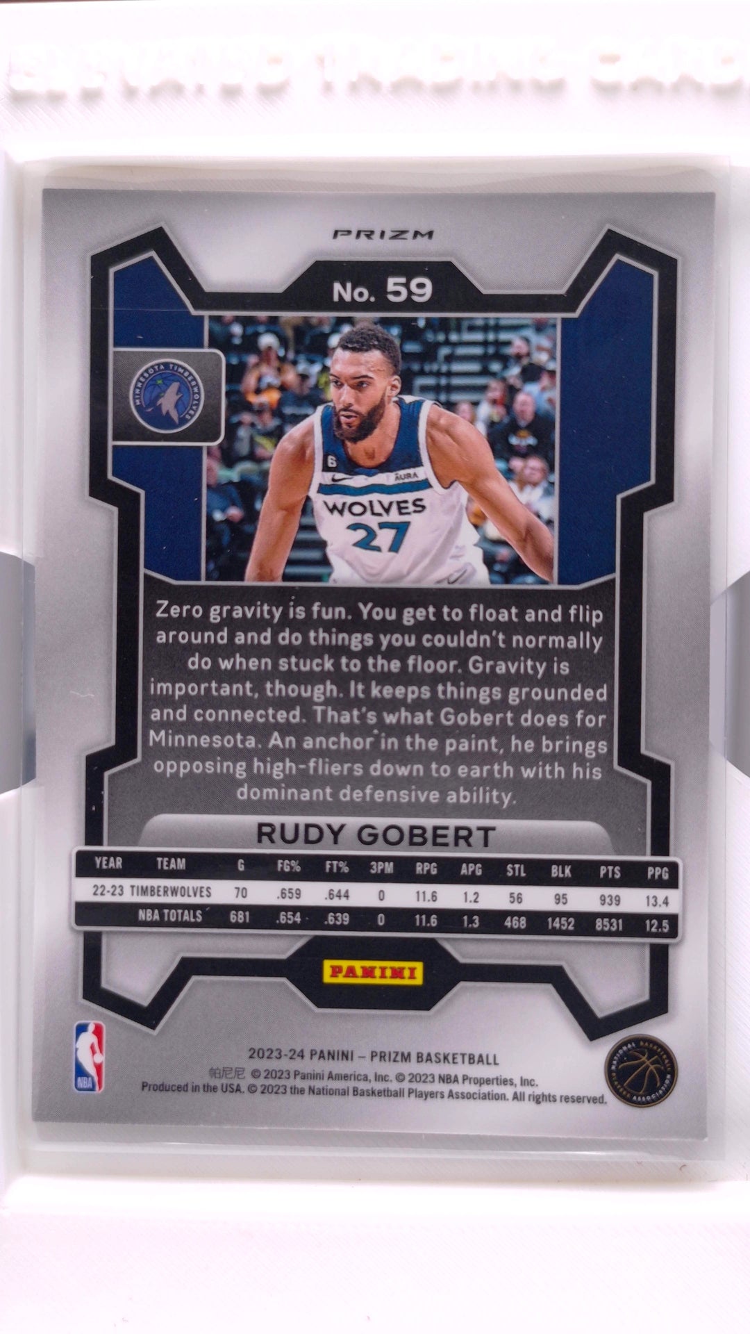 #59 Rudy Gobert Silver Prizm - back