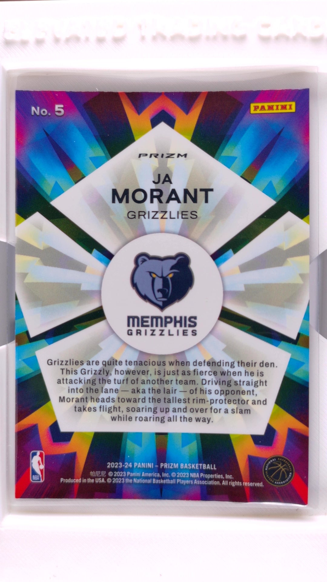 #5 Ja Morant Fractal Silver Prizm - back