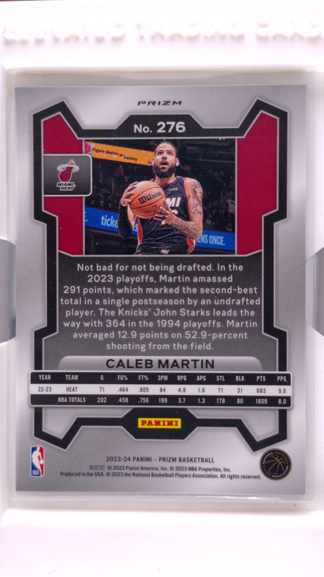 #276 Caleb Martin Silver Prizm - back