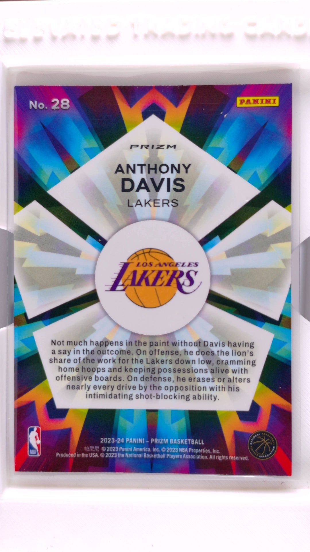 #28 Anthony Davis Kaleidoscopic Silver Prizm - back