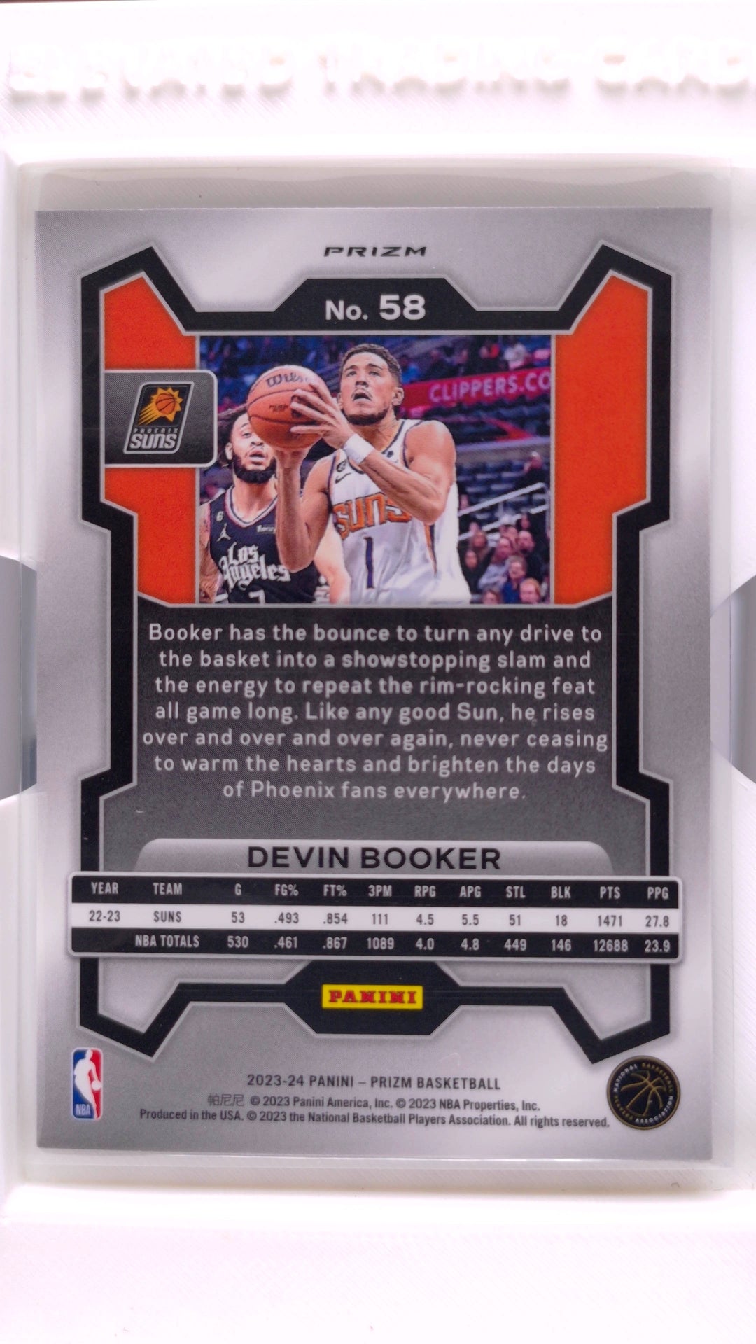 #58 Devin Booker Silver Prizm - back