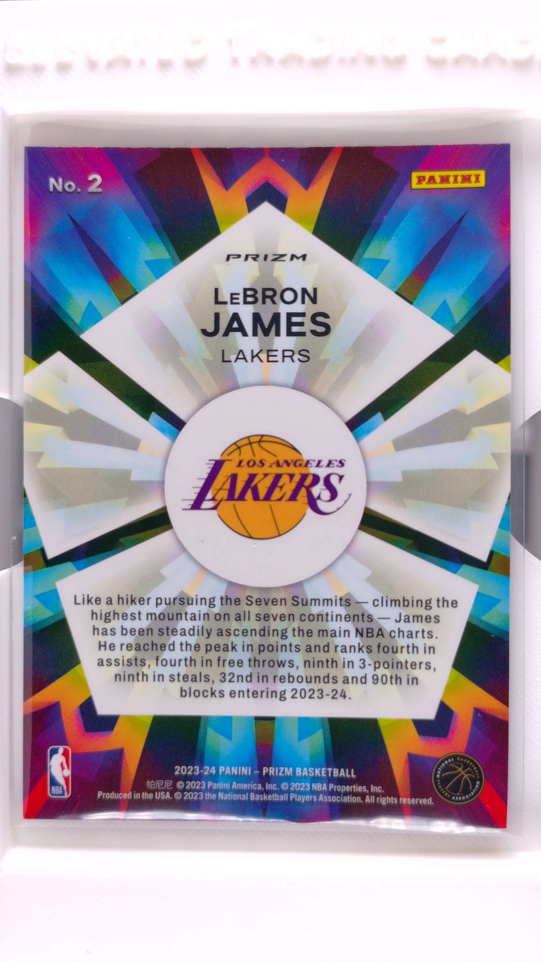 #2 LeBron James Kaleidoscopic Fast Break Prizm - back