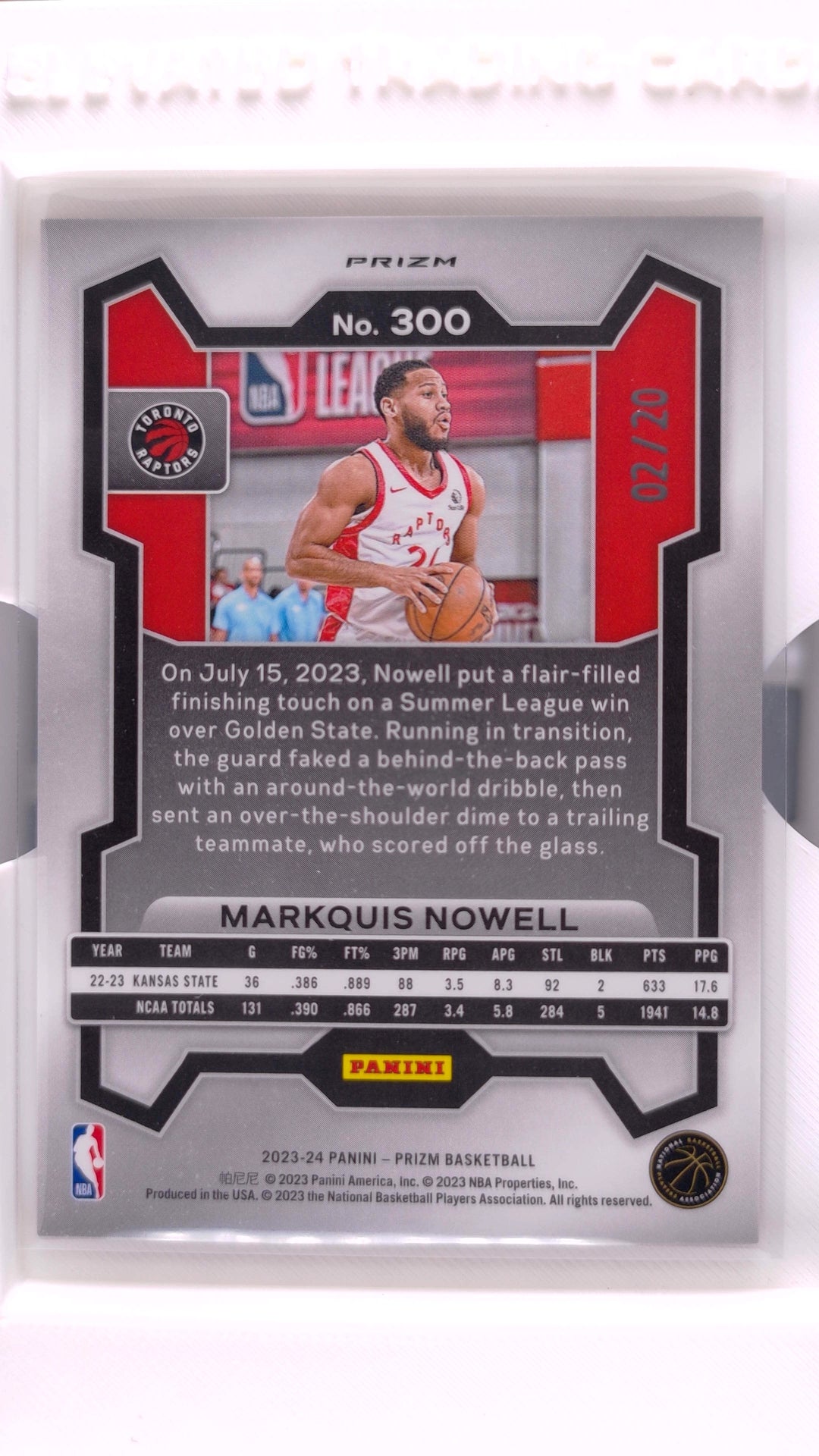#300 Markquis Nowell Rookie Bronze Fast Break Prizm #2/20 - back