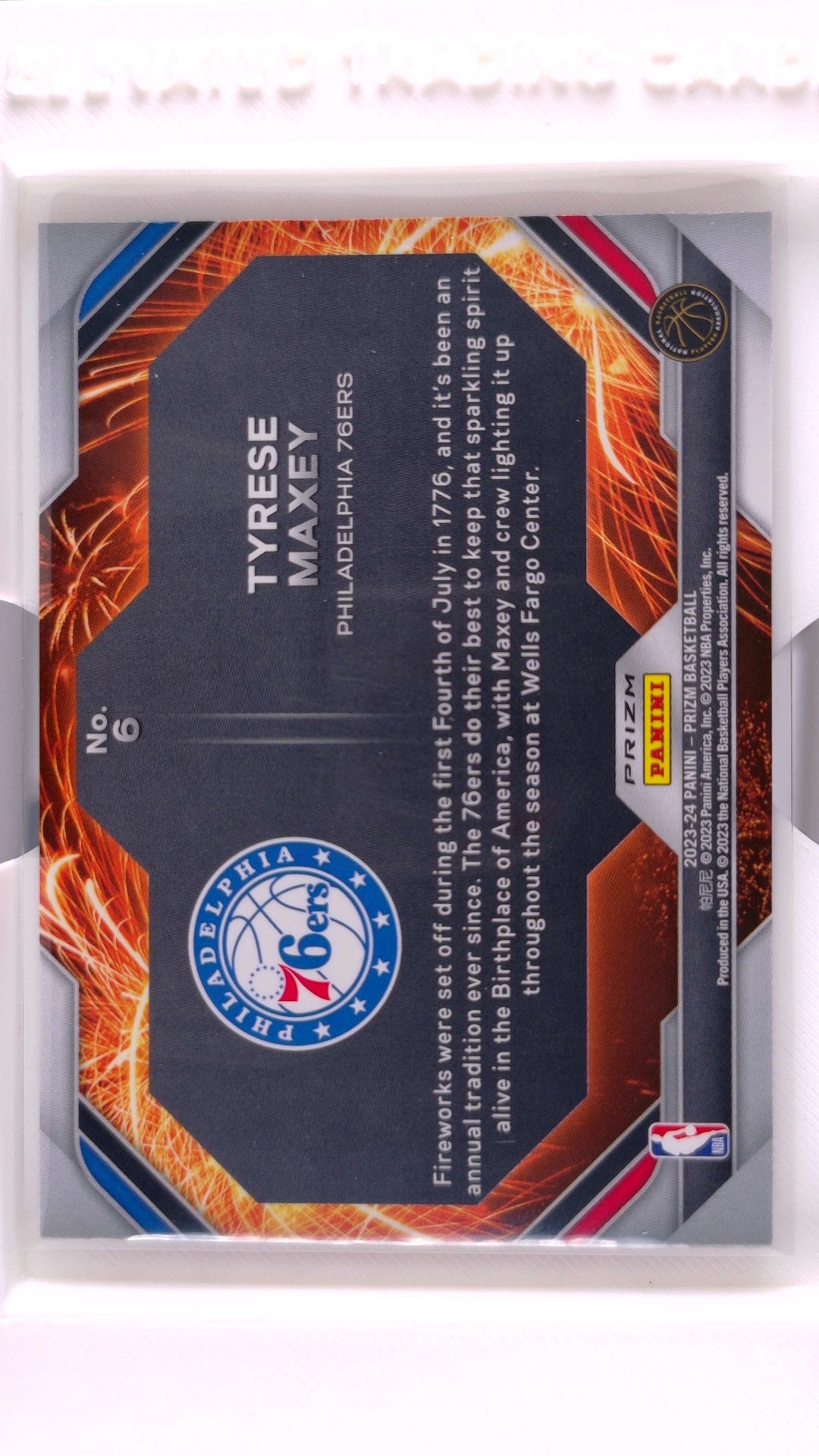#6 Tyrese Maxey Fireworks Fast Break Prizm - back