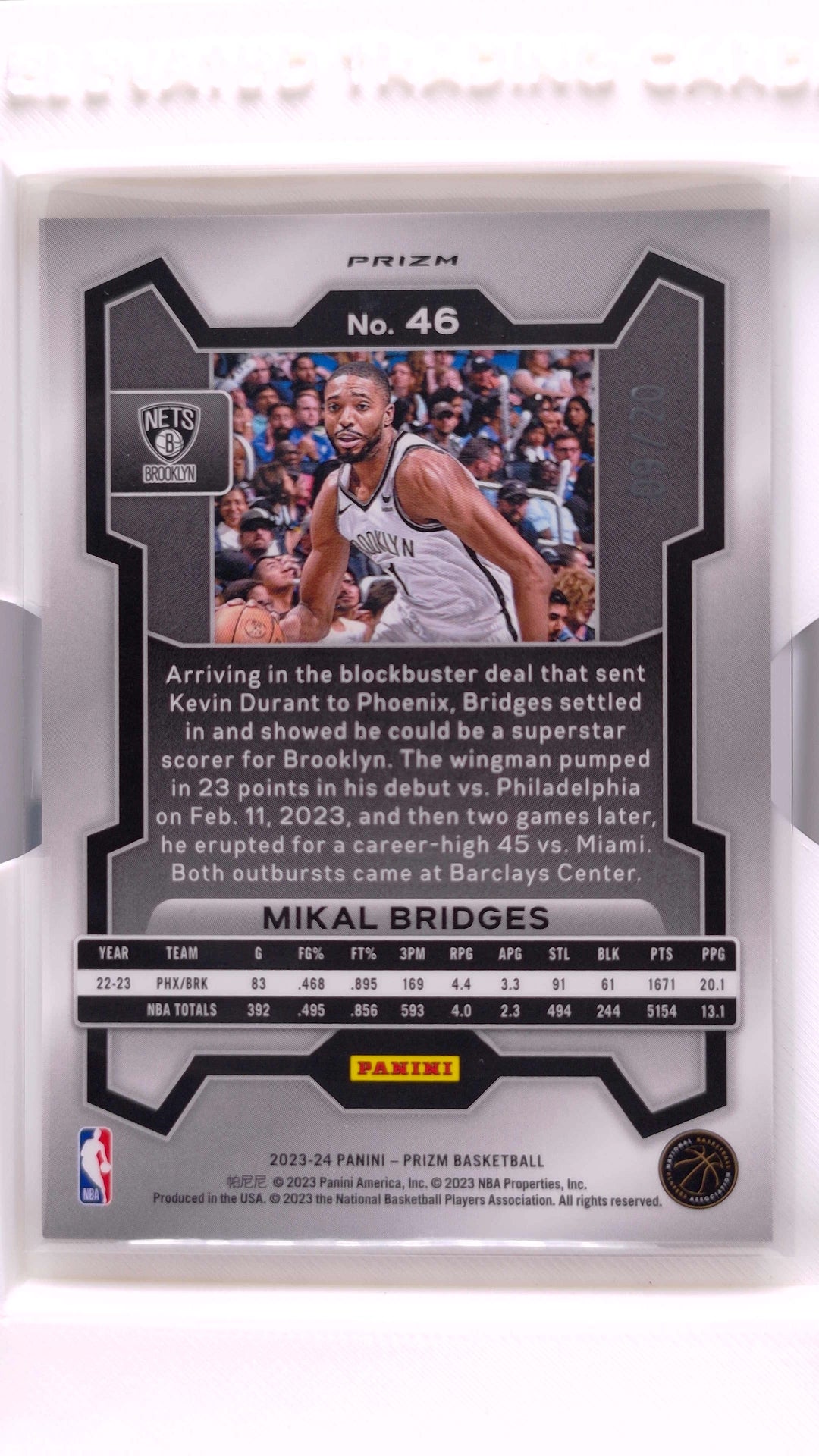 #46 Mikal Bridges Bronze Fast Break Prizm #9/20 - back