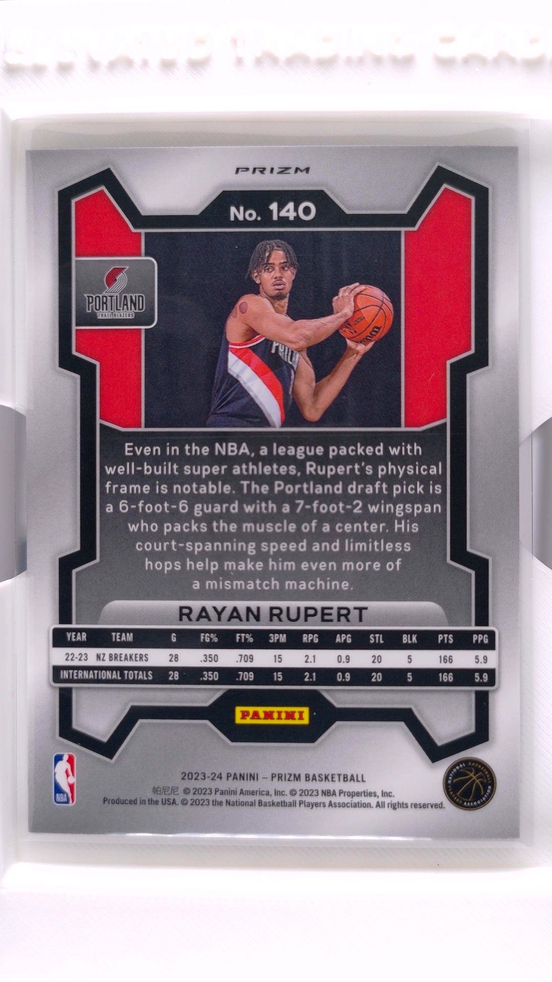 #140 Rayan Rupert Rookie Fast Break Prizm - back