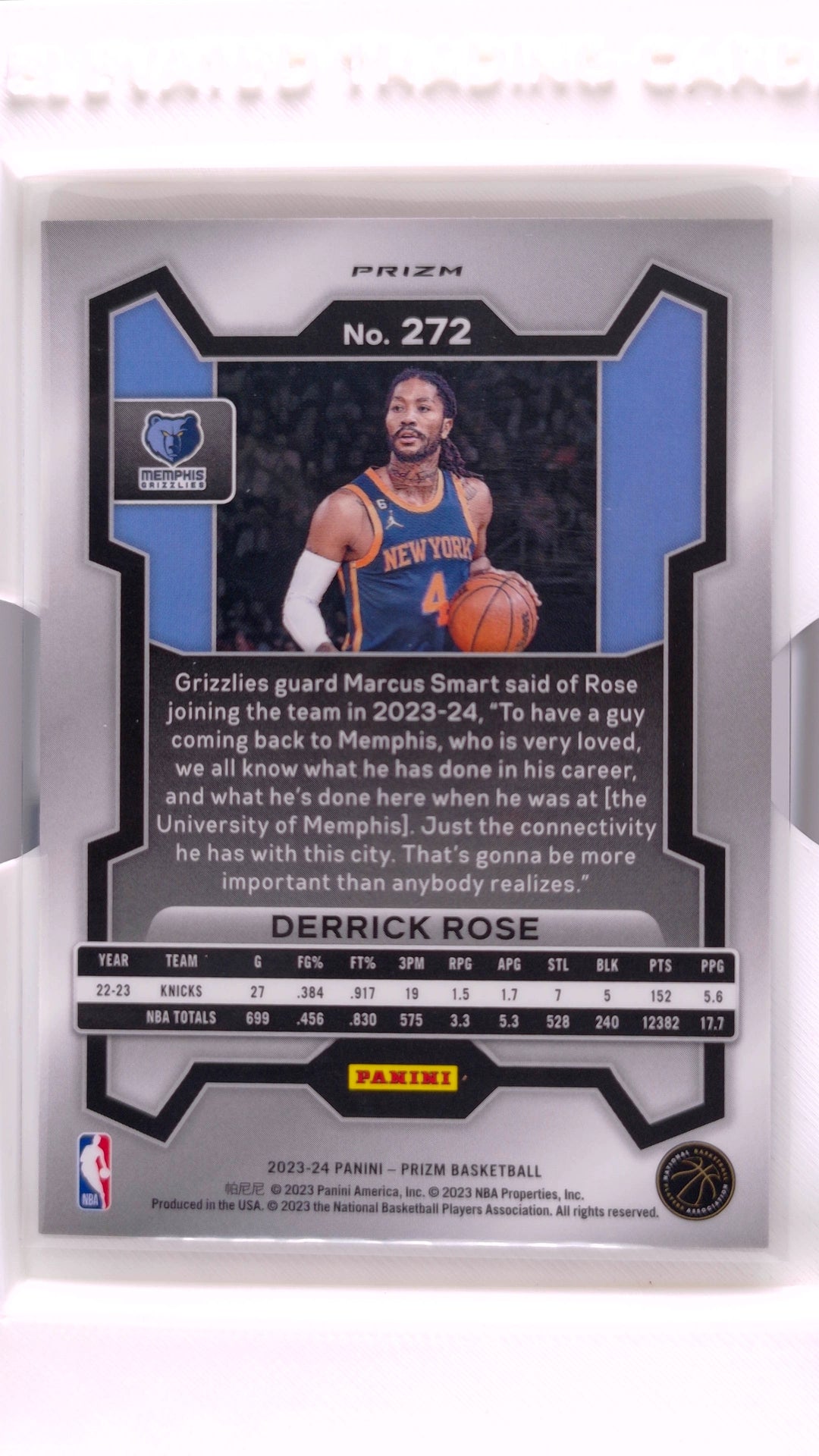 #272 Derrick Rose Silver Prizm - back