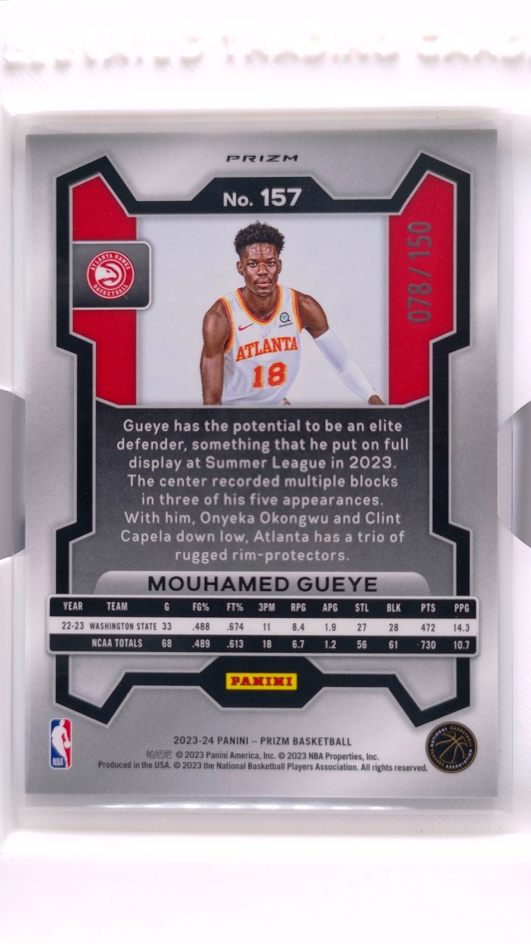 #157 Mouhamed Gueye Rookie Blue Fast Break Prizm #78/150 - back
