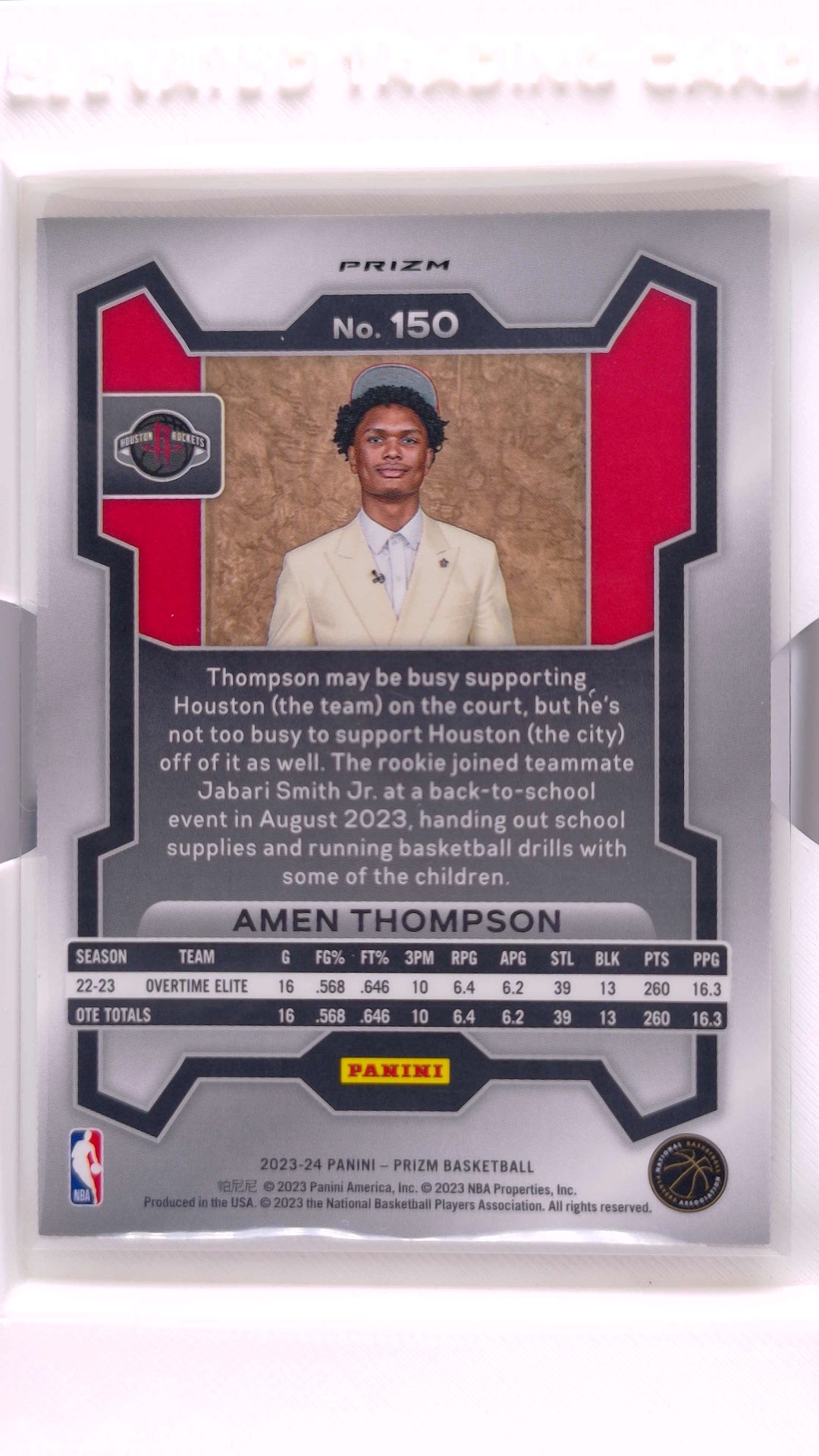 #150 Amen Thompson Rookie Rookie Variation Fast Break - back