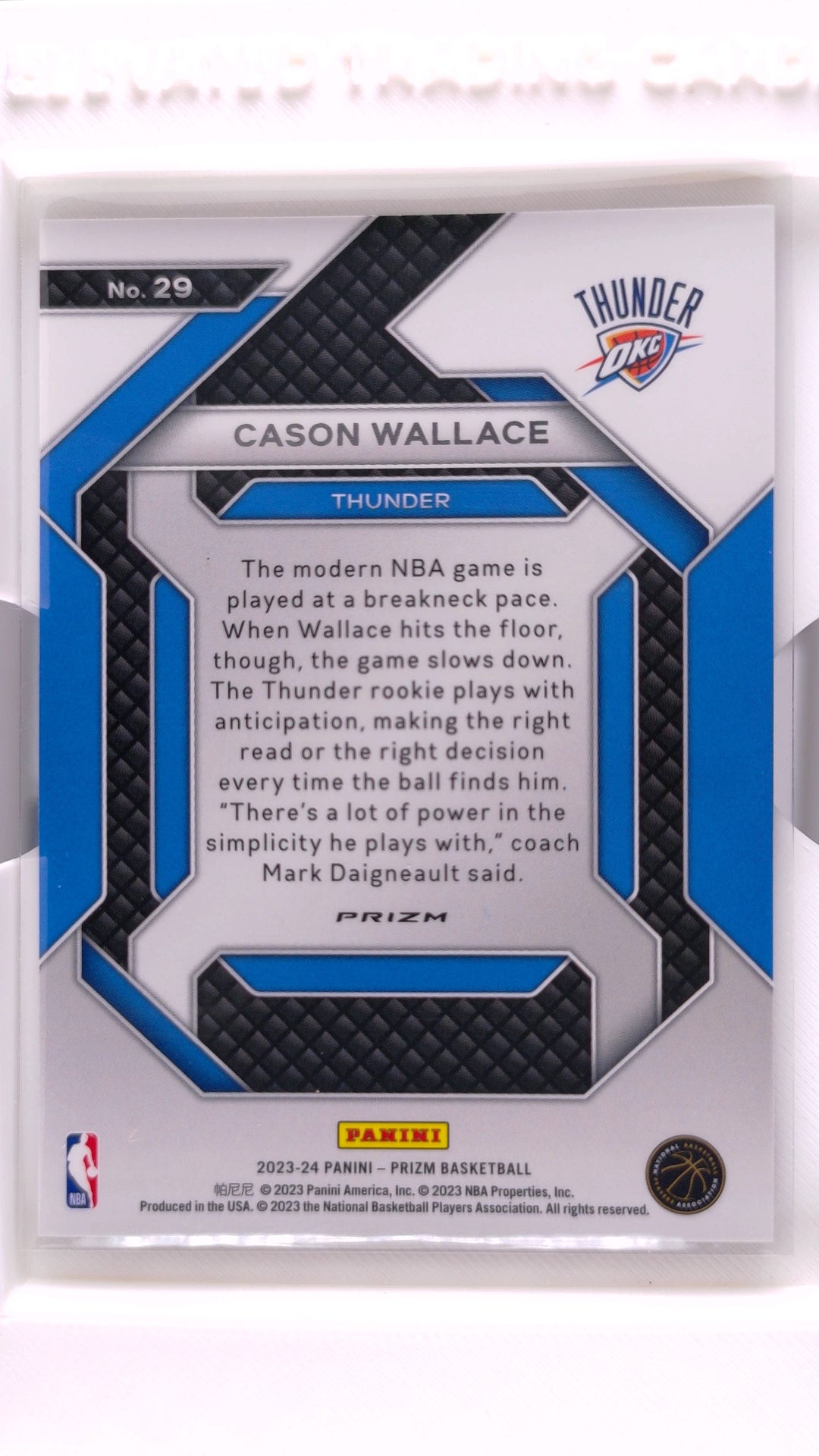 #29 Cason Wallace Rookie Emergent Silver Prizm - back