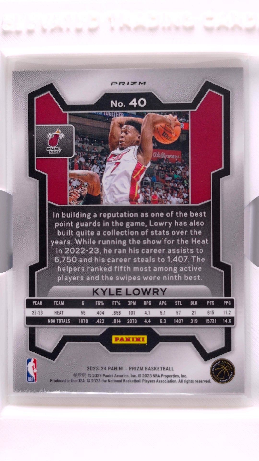 #40 Kyle Lowry Silver Prizm - back
