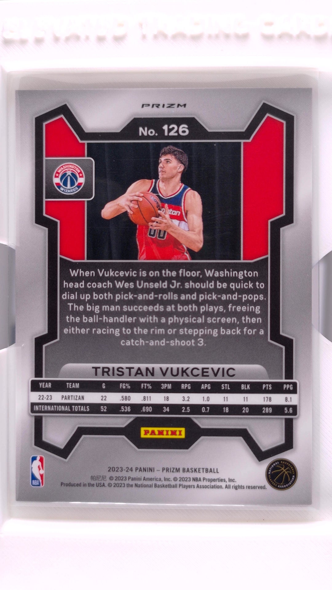 #126 Tristan Vukcevic Rookie Silver Prizm - back