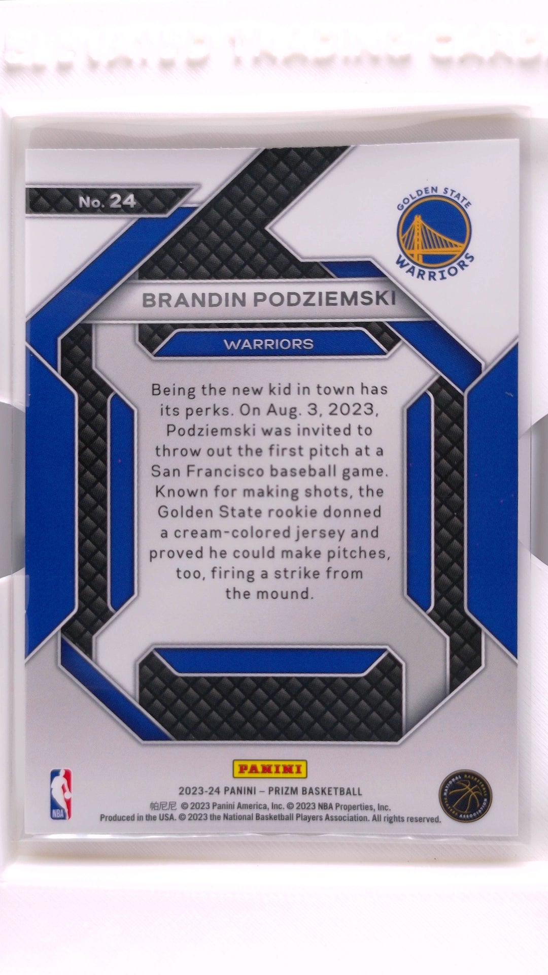 #24 Brandin Podziemski Rookie Emergent - back
