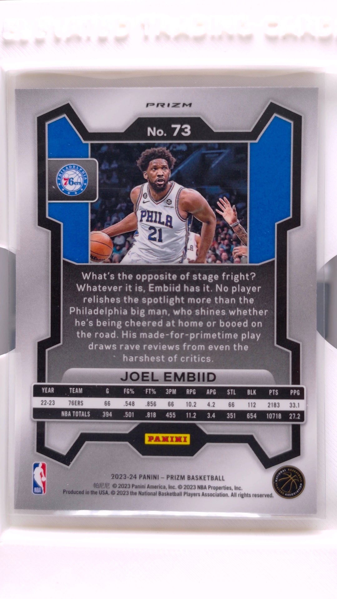 #73 Joel Embiid Ice Prizm - back