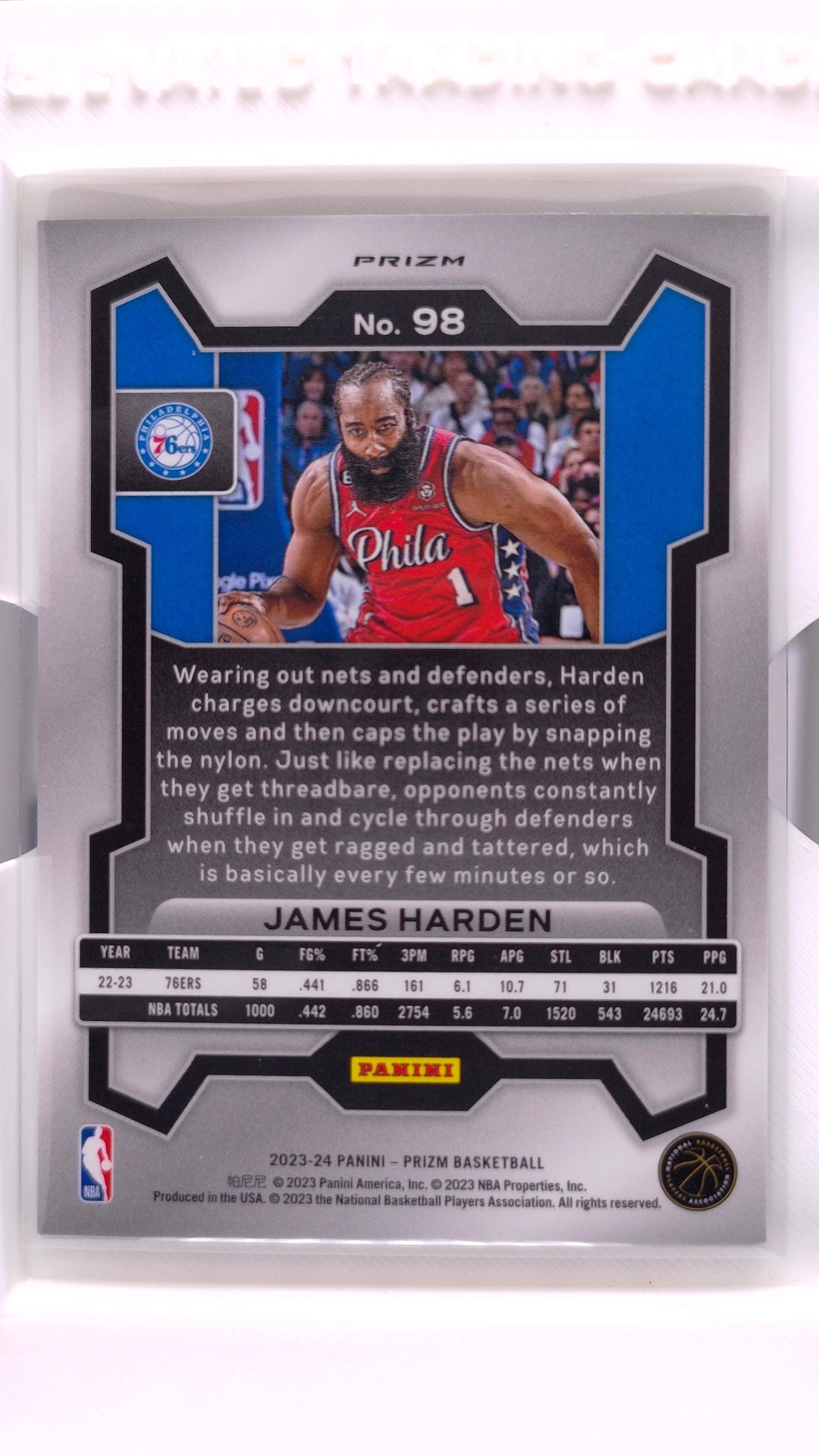 #98 James Harden Green Prizm - back