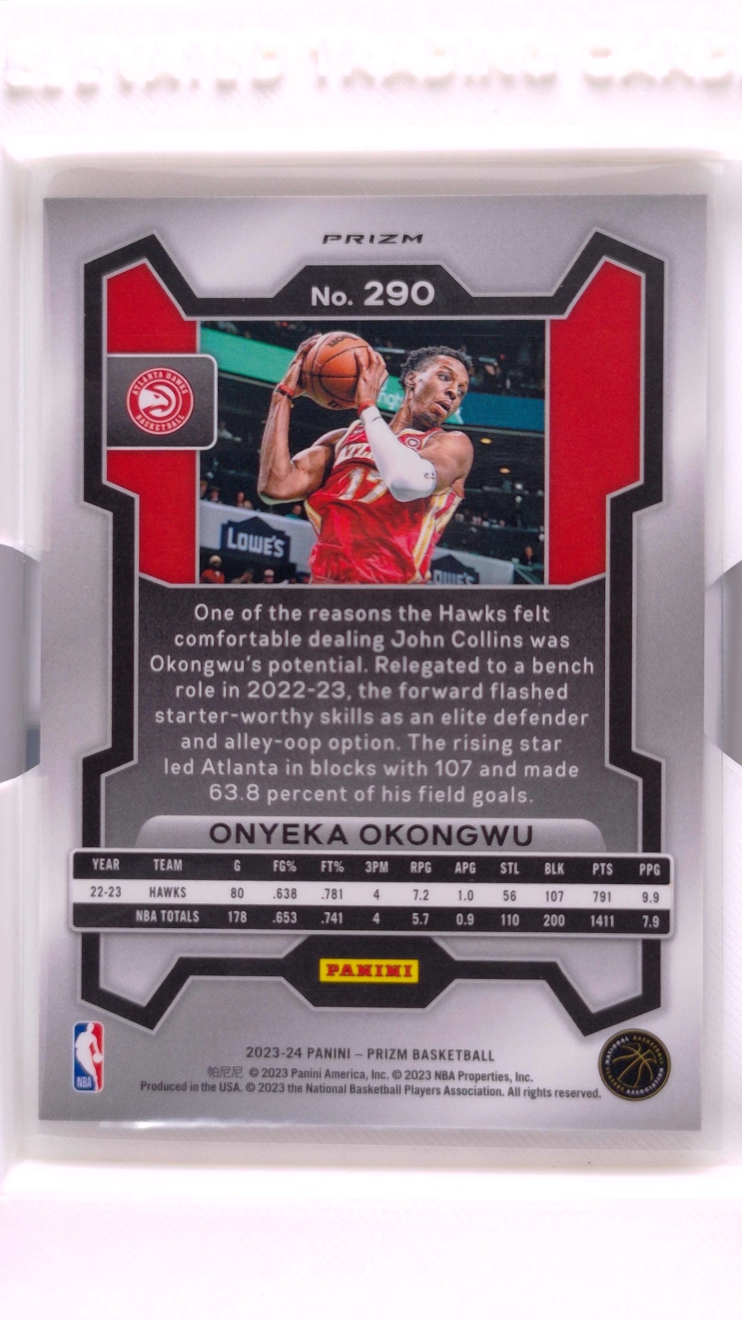 #290 Onyeka Okongwu Silver Prizm - back