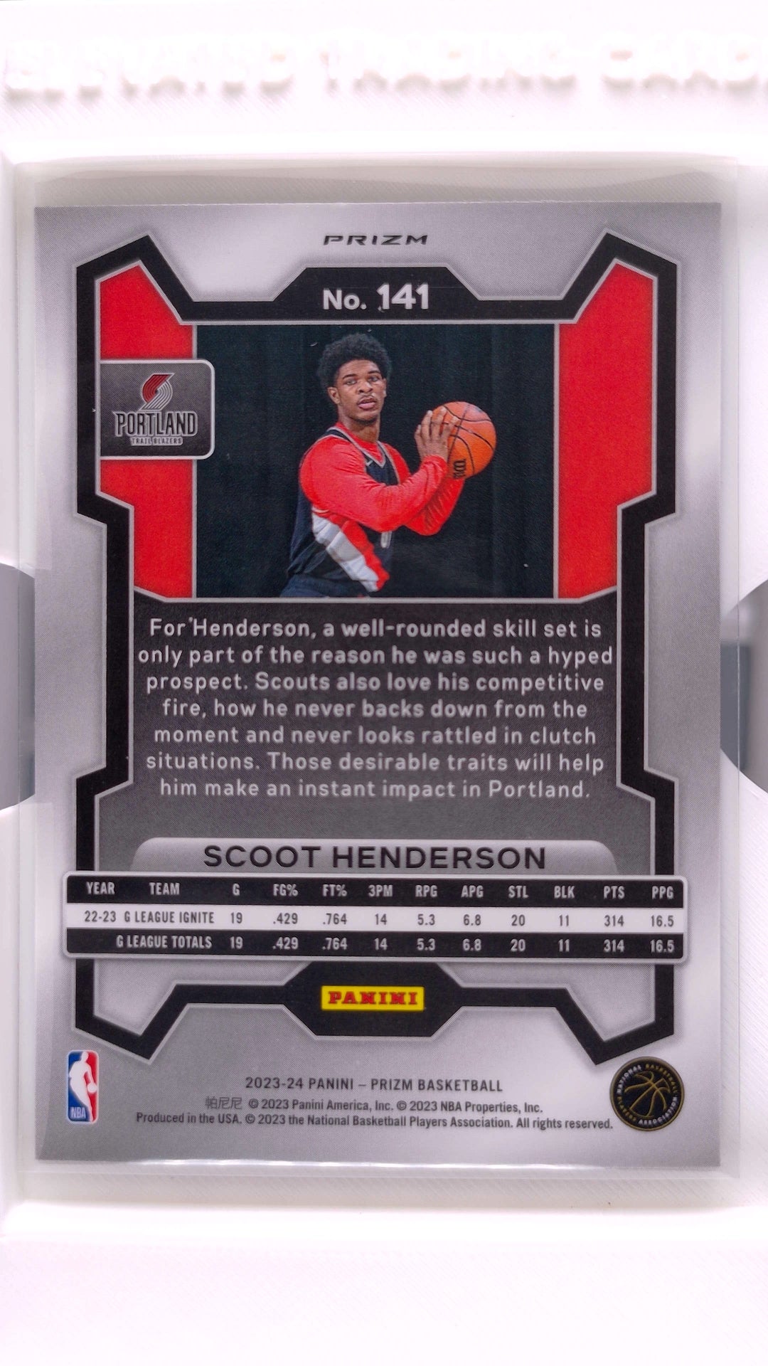 #141 Scoot Henderson Rookie Green Prizm - back