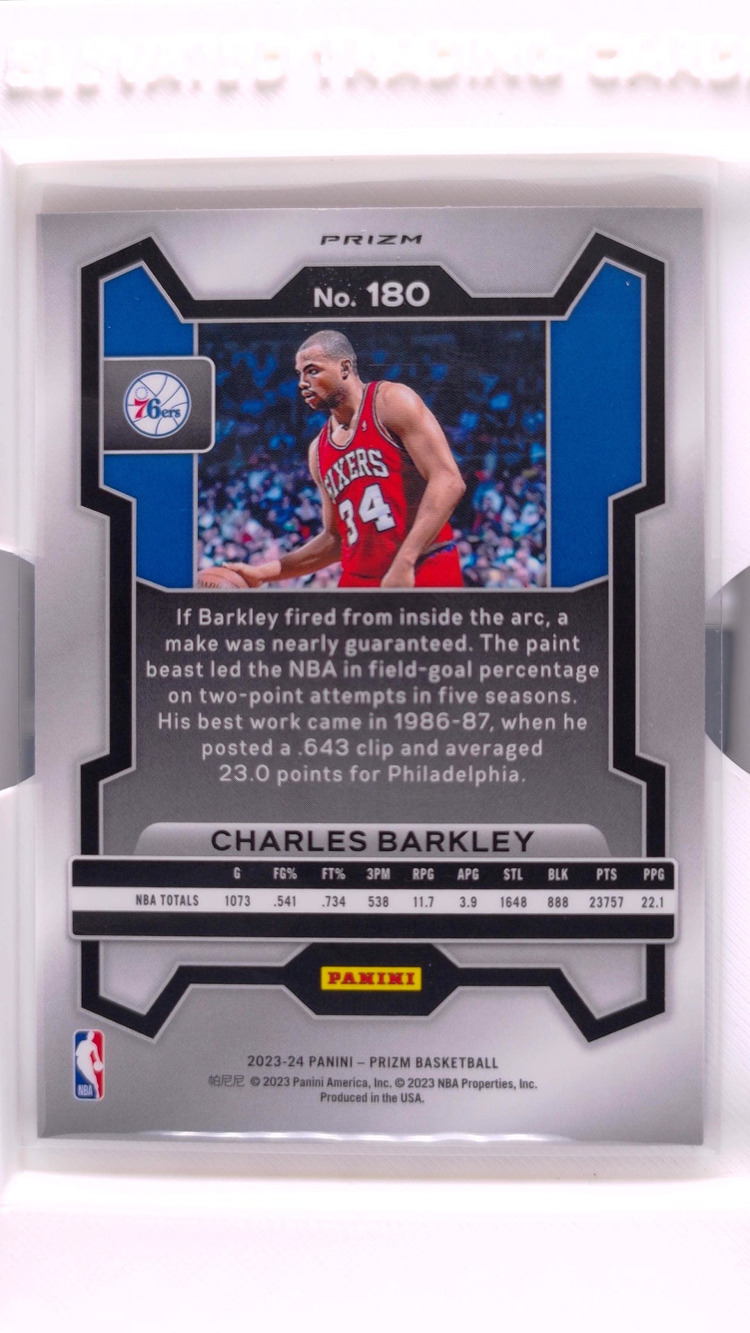 #180 Charles Barkley Red, White And Blue Prizm - back