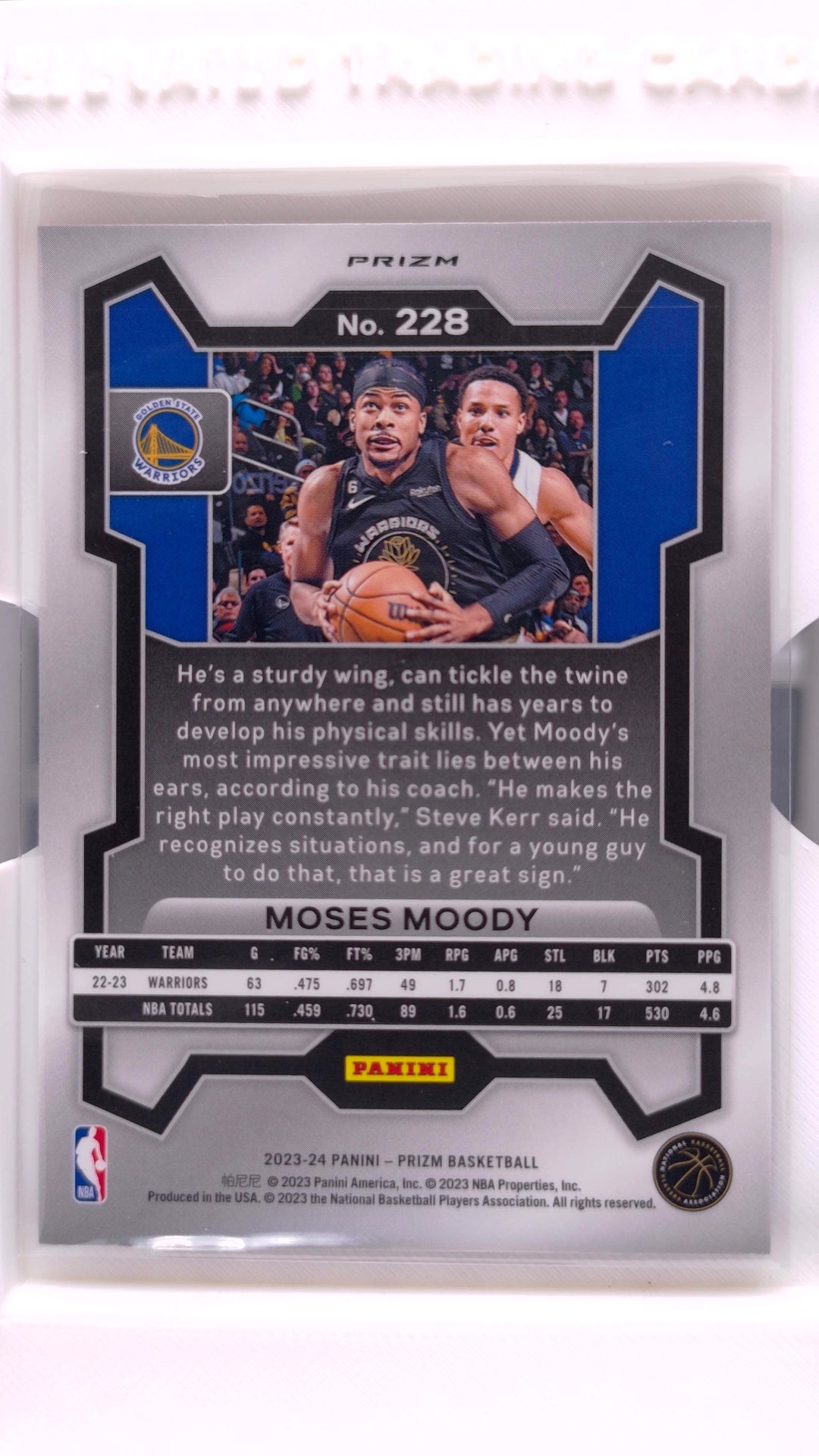 #228 Moses Moody Red, White And Blue Prizm - back