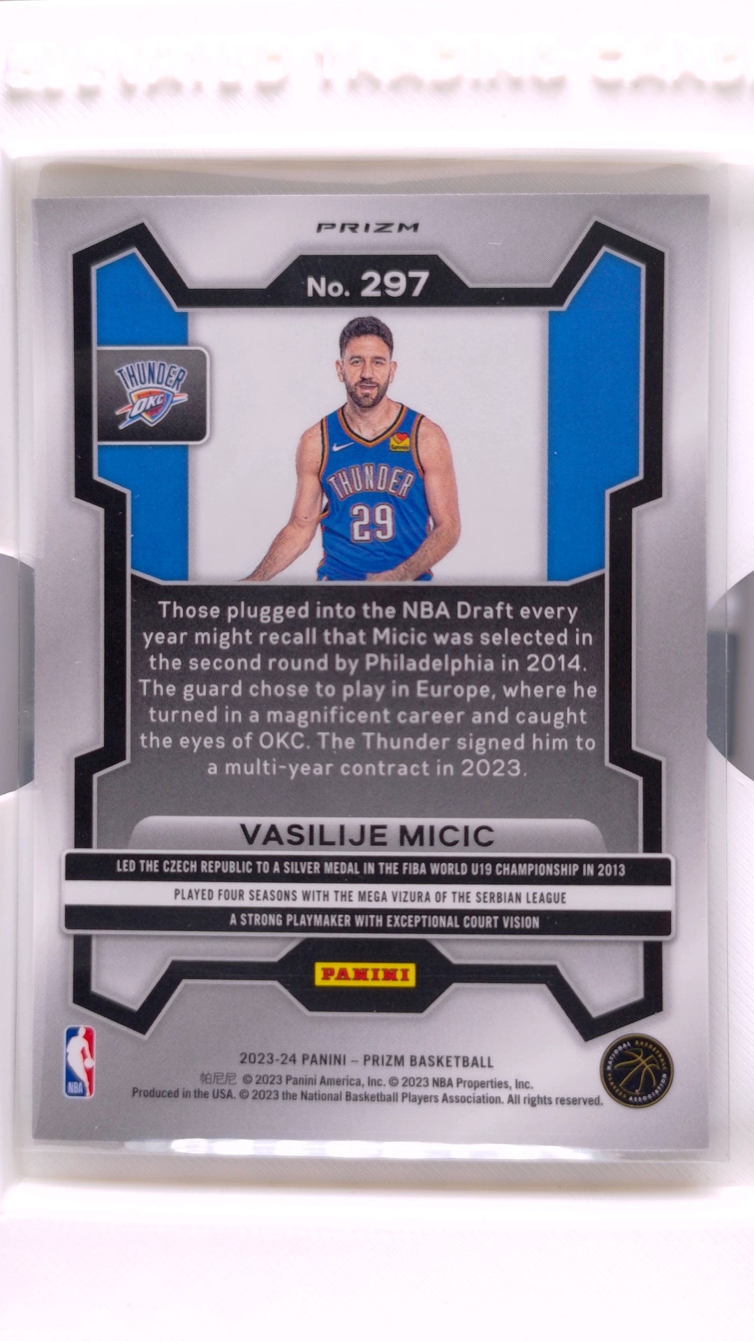 #297 Vasilije Micic Rookie Green Prizm - back