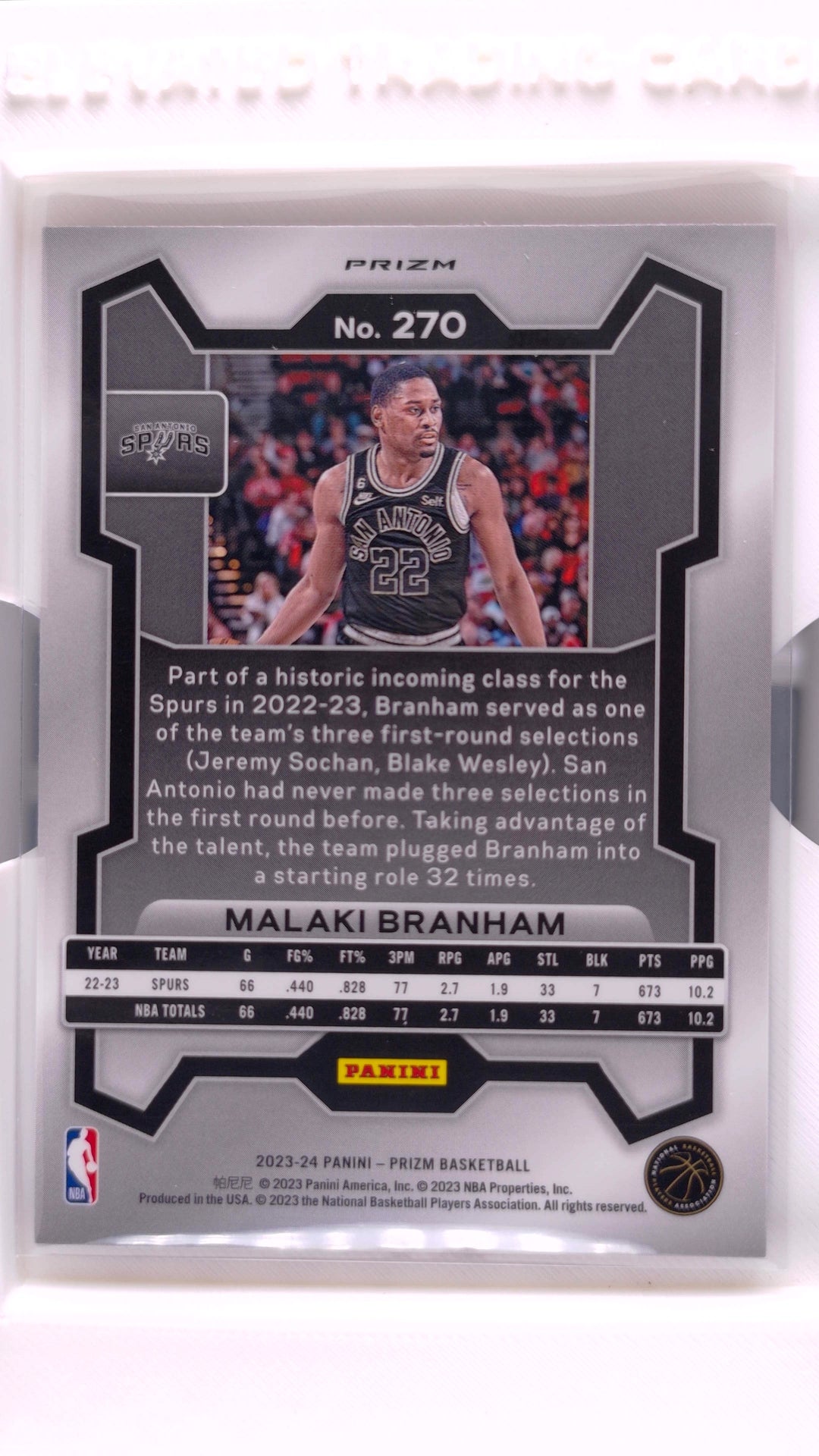 #270 Malaki Branham Red, White And Blue Prizm - back